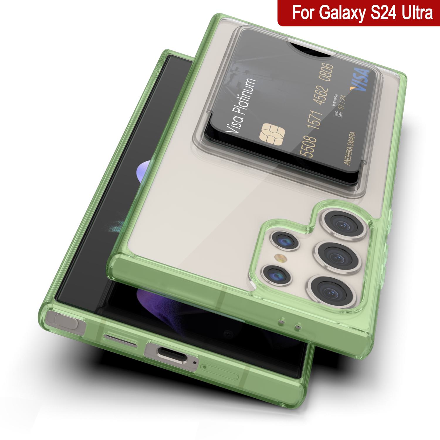 Galaxy S24 Ultra Card Holder Case [Crystal CardSlot Series] [Slim Fit] [Green]