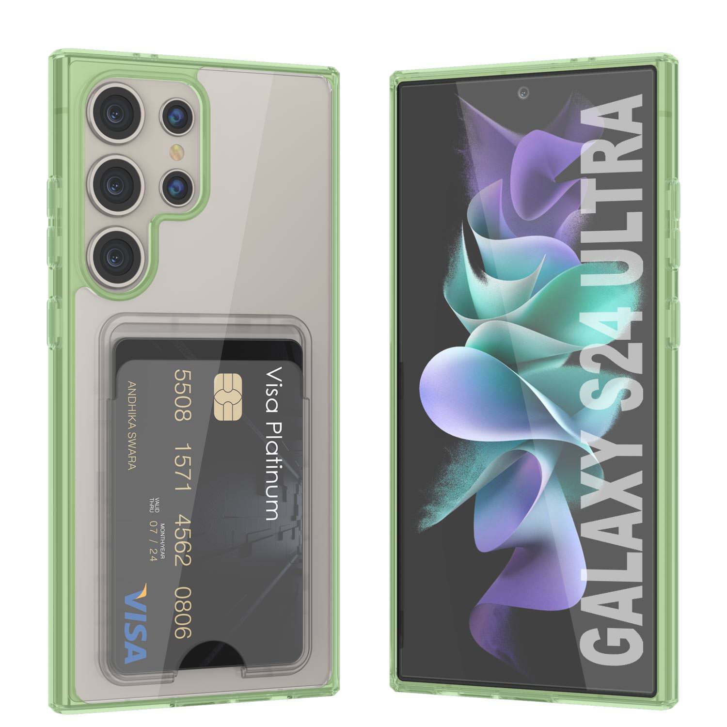 Galaxy S24 Ultra Card Holder Case [Crystal CardSlot Series] [Slim Fit] [Green]