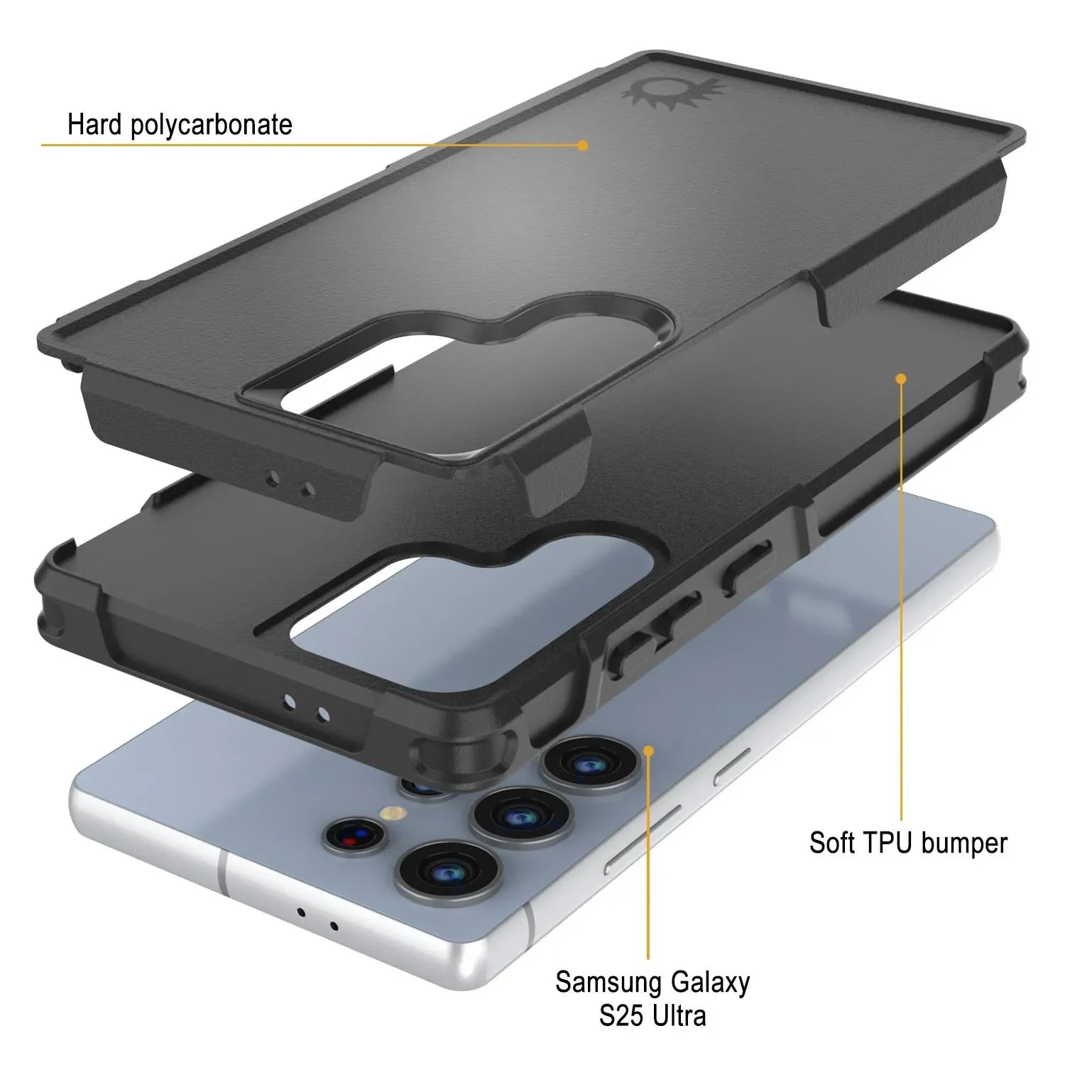 PunkCase Galaxy S25 Ultra Case, [Spartan 2.0 Series] Clear Rugged Heavy Duty Cover [Black]