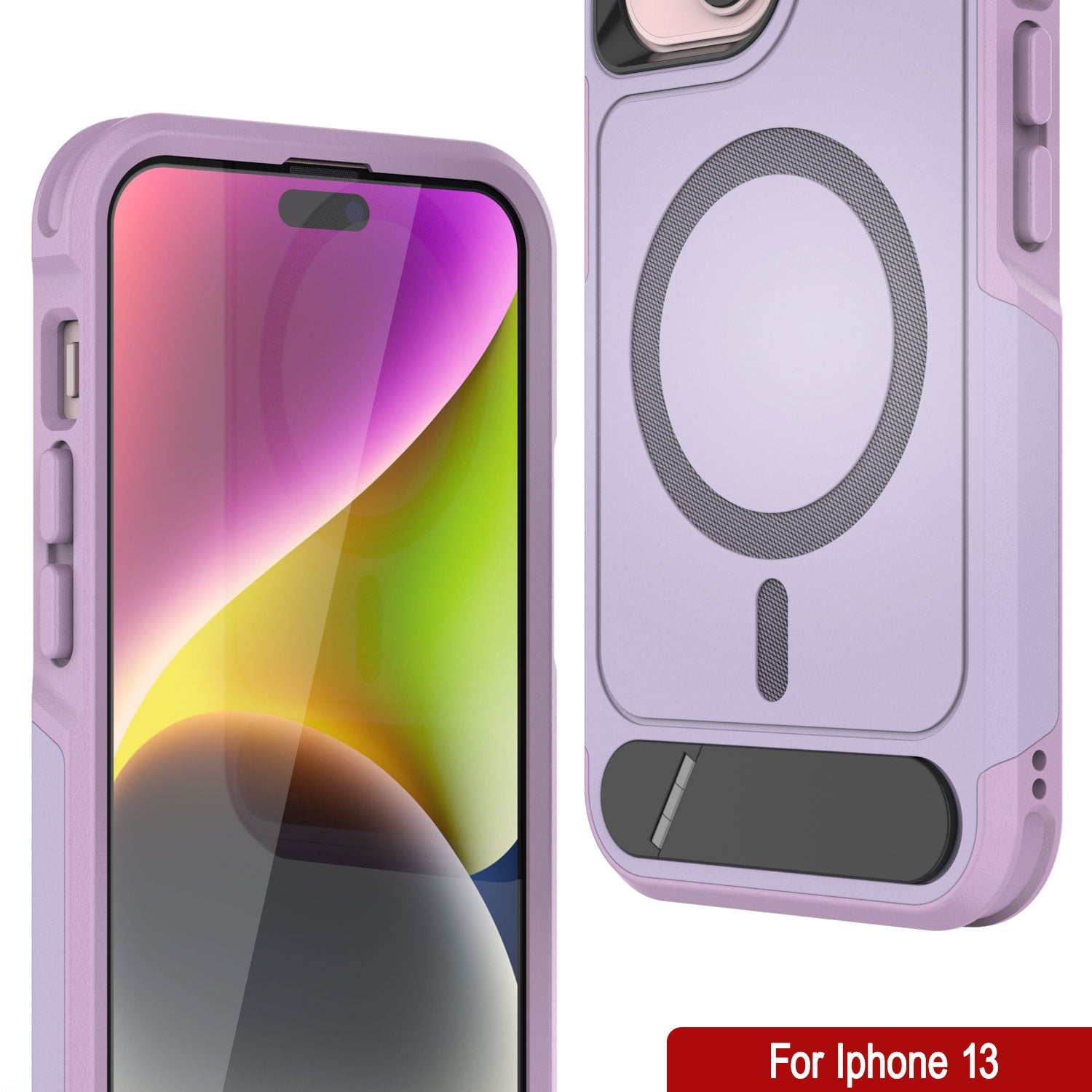 PunkCase iPhone 13 Case, [Spartan X Series] Rugged Heavy Duty Cover W/Kickstand+MagRing [lilac]