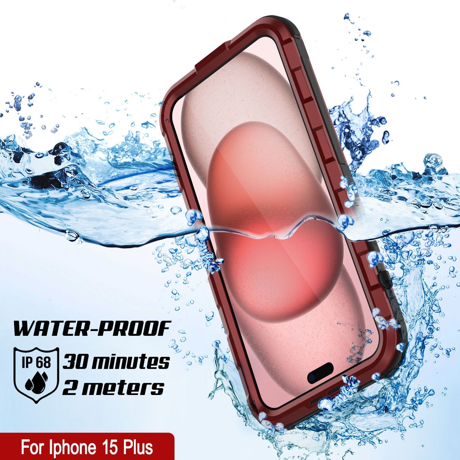 iPhone 16 Plus Metal Extreme 2.0 Series Aluminum Waterproof Case IP68 W/Buillt in Screen Protector [Red-Black]