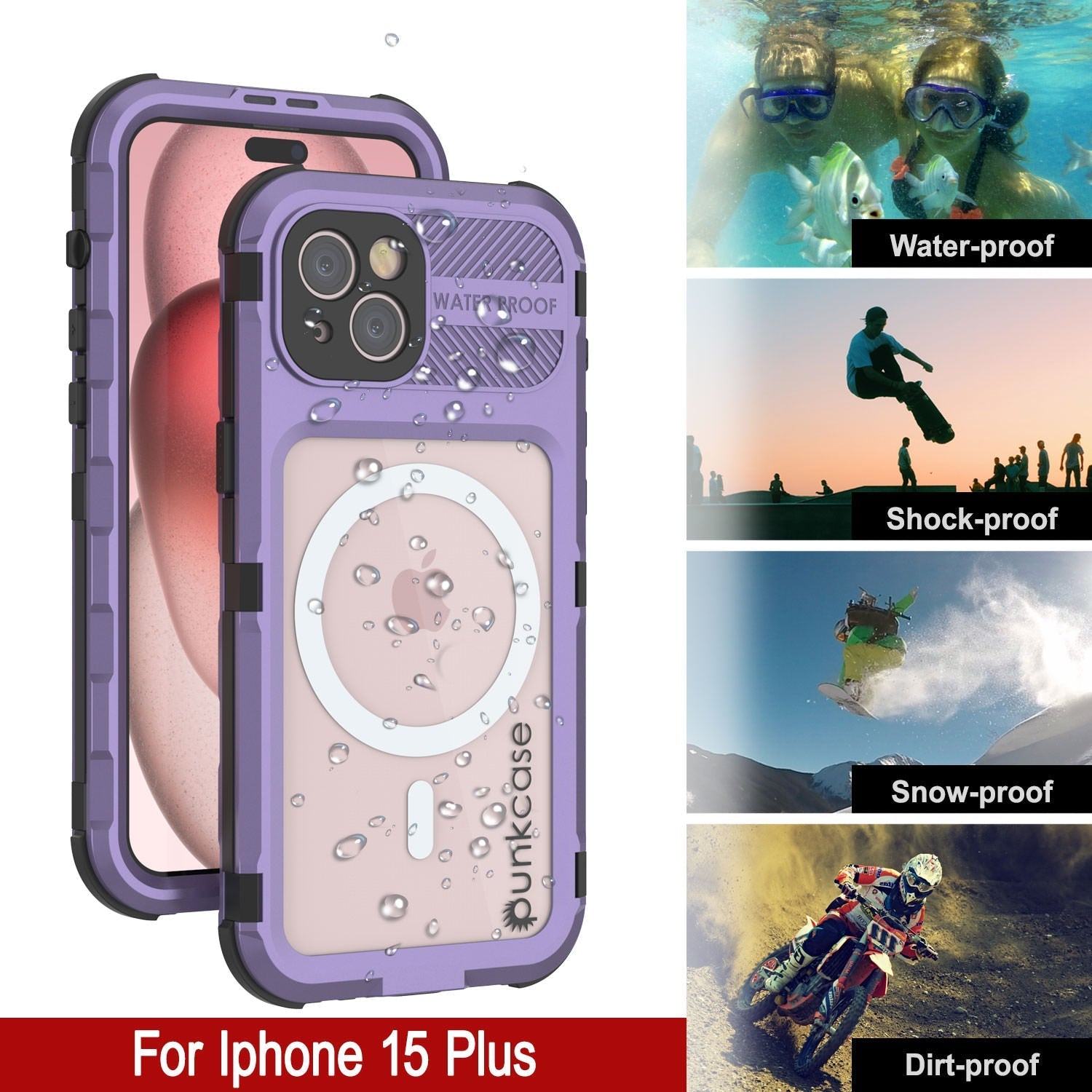 iPhone 16 Plus Metal Extreme 2.0 Series Aluminum Waterproof Case IP68 W/Buillt in Screen Protector [Purple]