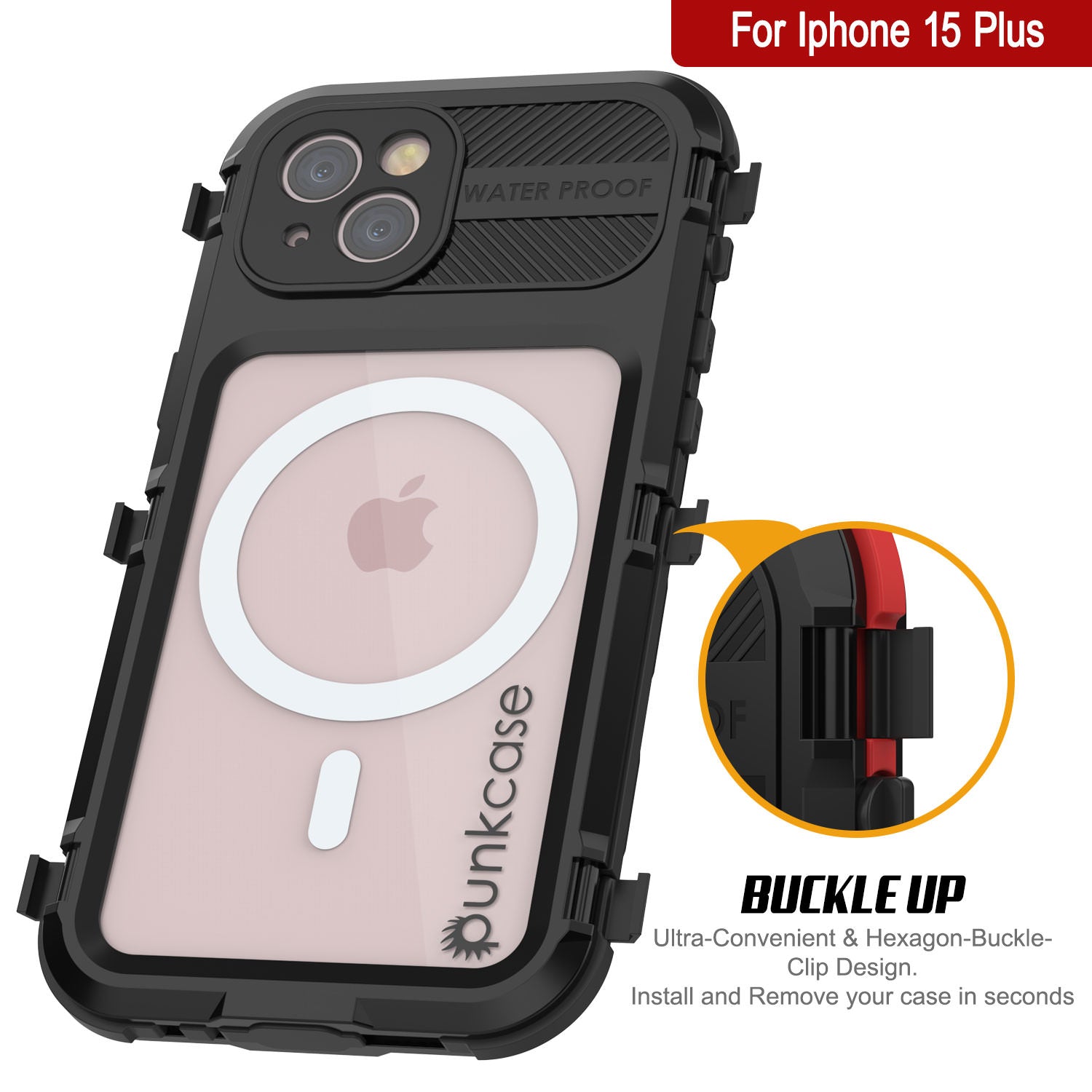 iPhone 16 Plus Metal Extreme 2.0 Series Aluminum Waterproof Case IP68 W/Buillt in Screen Protector [Black]