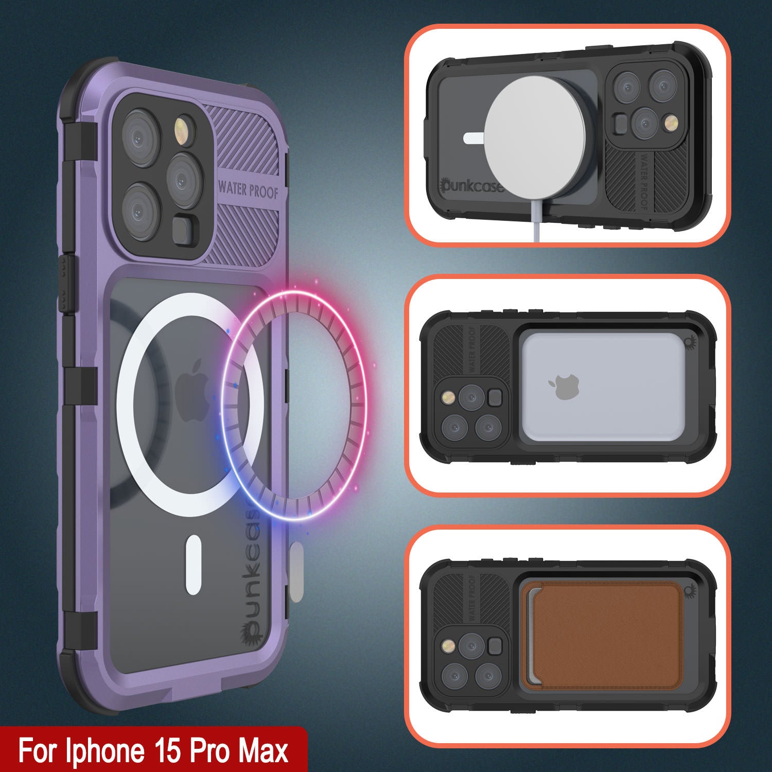 iPhone 16 Pro Max Metal Extreme 2.0 Series Aluminum Waterproof Case IP68 W/Buillt in Screen Protector [Purple]