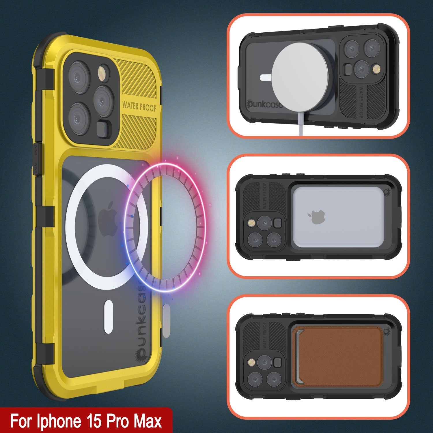 iPhone 16 Pro Max Metal Extreme 2.0 Series Aluminum Waterproof Case IP68 W/Buillt in Screen Protector [Yellow]