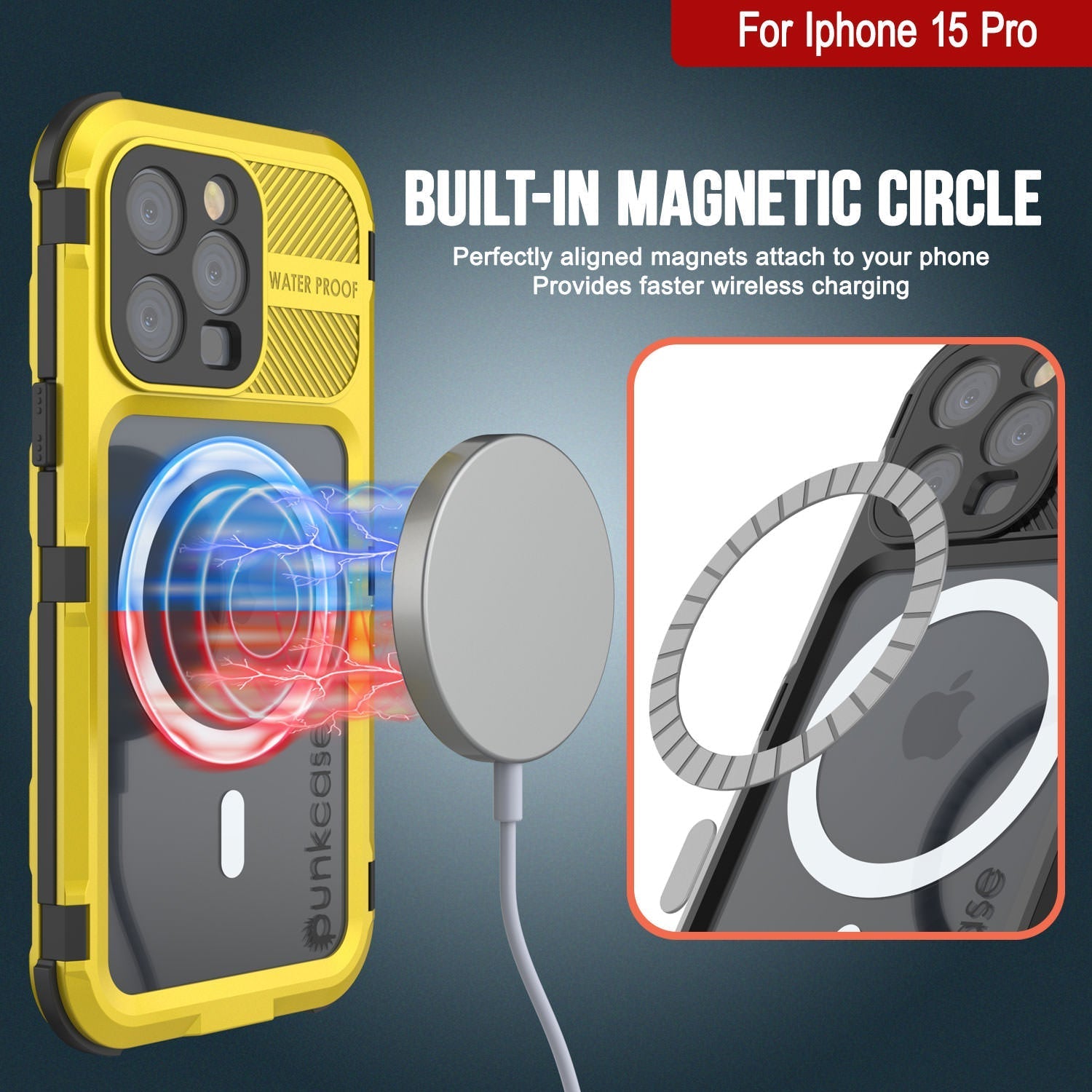 iPhone 16 Pro Metal Extreme 2.0 Series Aluminum Waterproof Case IP68 W/Buillt in Screen Protector [Yellow]