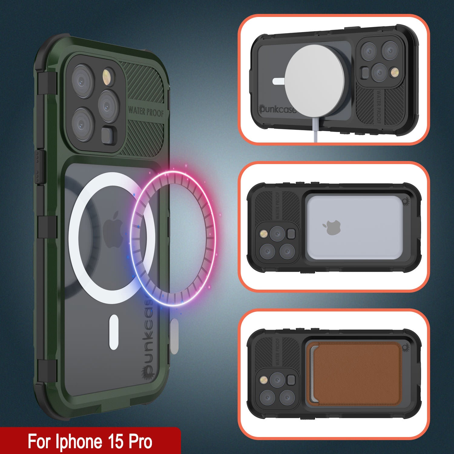 iPhone 16 Pro Metal Extreme 2.0 Series Aluminum Waterproof Case IP68 W/Buillt in Screen Protector [Dark-Green]