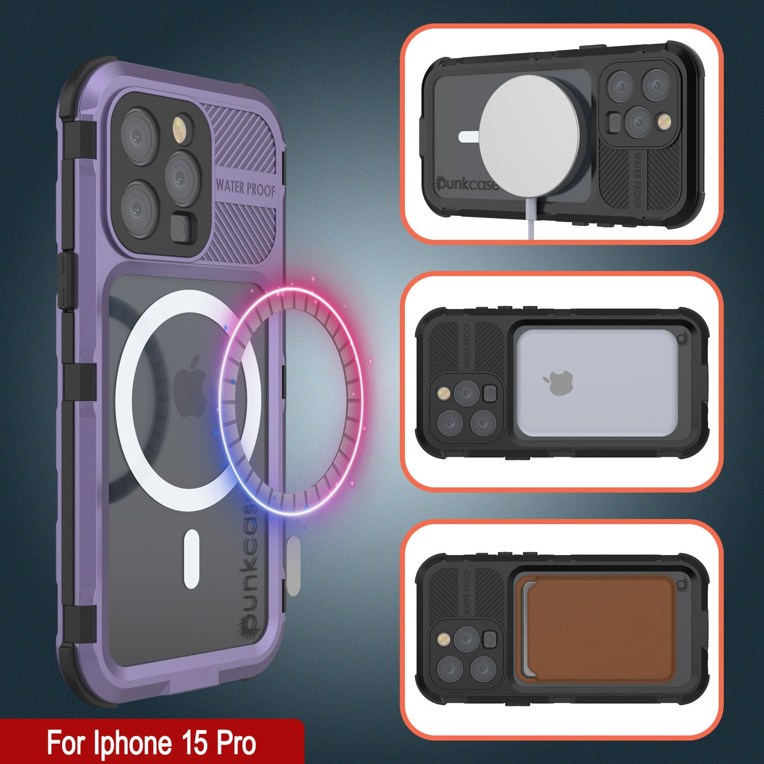 iPhone 16 Pro Metal Extreme 2.0 Series Aluminum Waterproof Case IP68 W/Buillt in Screen Protector [Purple]