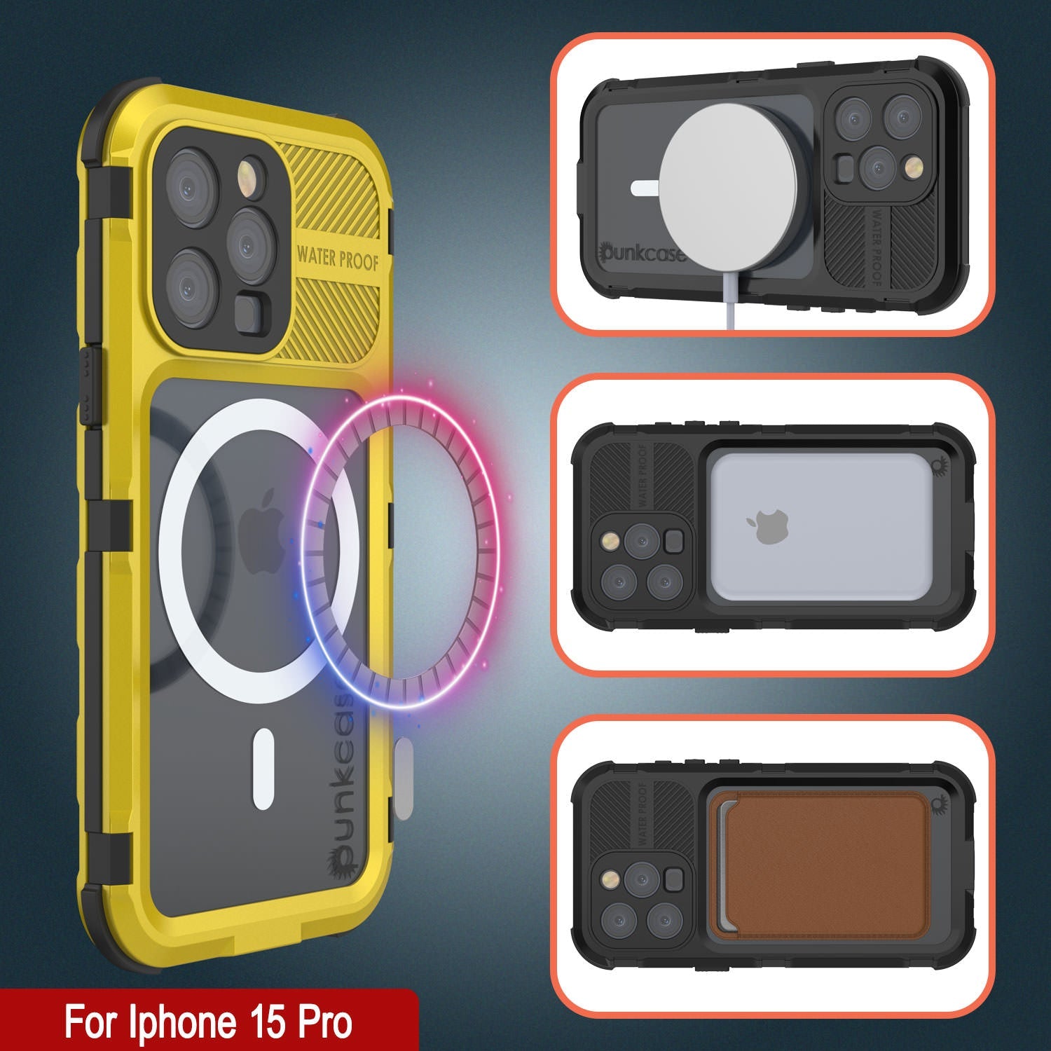 iPhone 16 Pro Metal Extreme 2.0 Series Aluminum Waterproof Case IP68 W/Buillt in Screen Protector [Yellow]