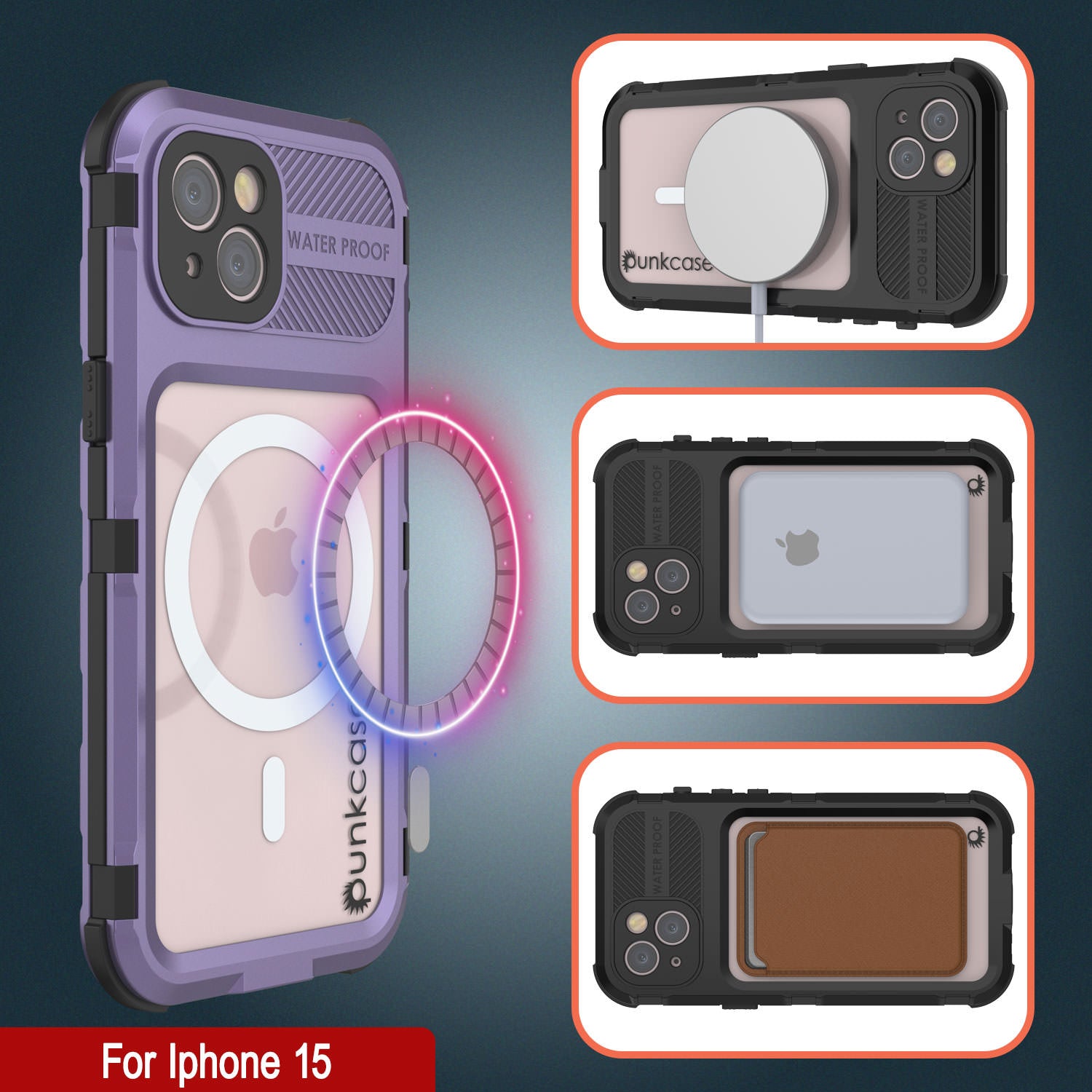 iPhone 16 Metal Extreme 2.0 Series Aluminum Waterproof Case IP68 W/Buillt in Screen Protector [Purple]