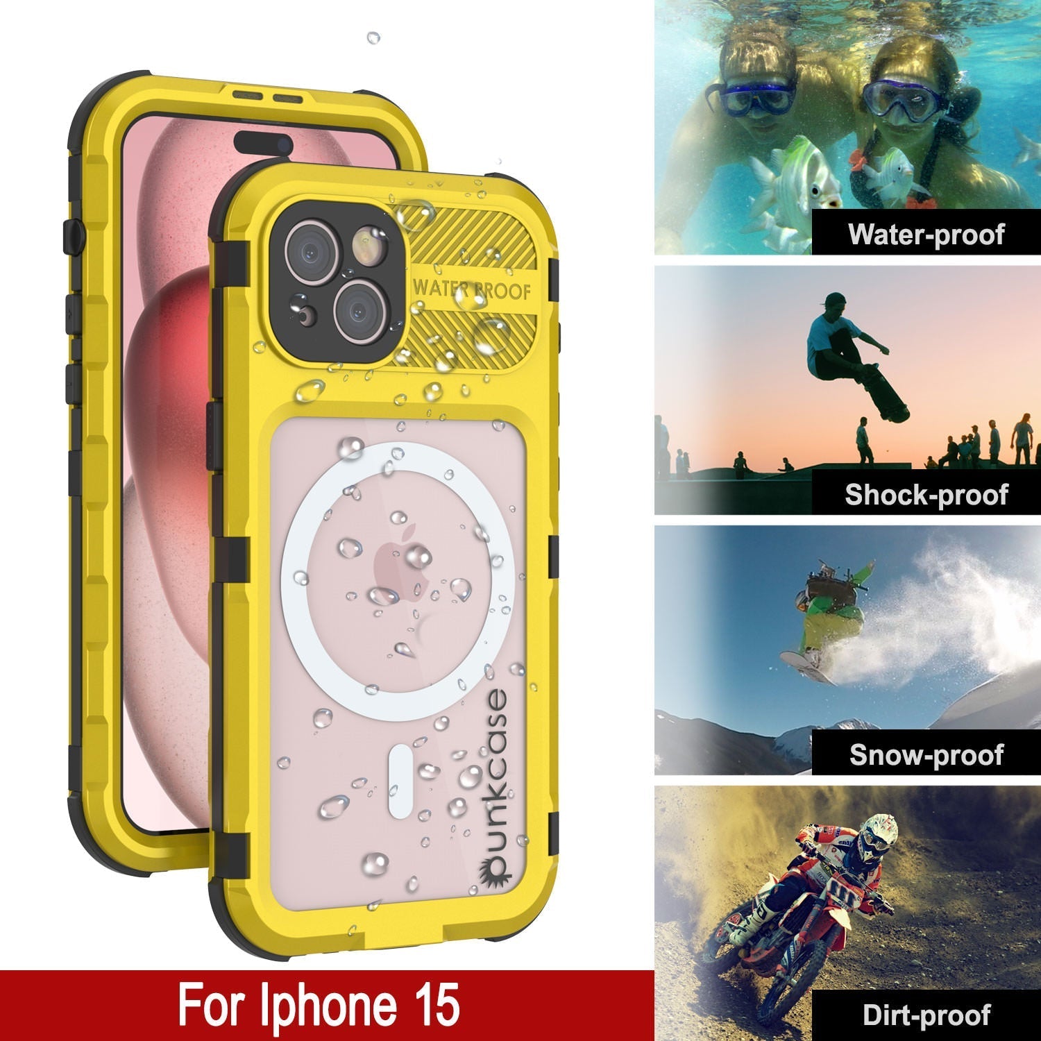 iPhone 16 Metal Extreme 2.0 Series Aluminum Waterproof Case IP68 W/Buillt in Screen Protector [Yellow]