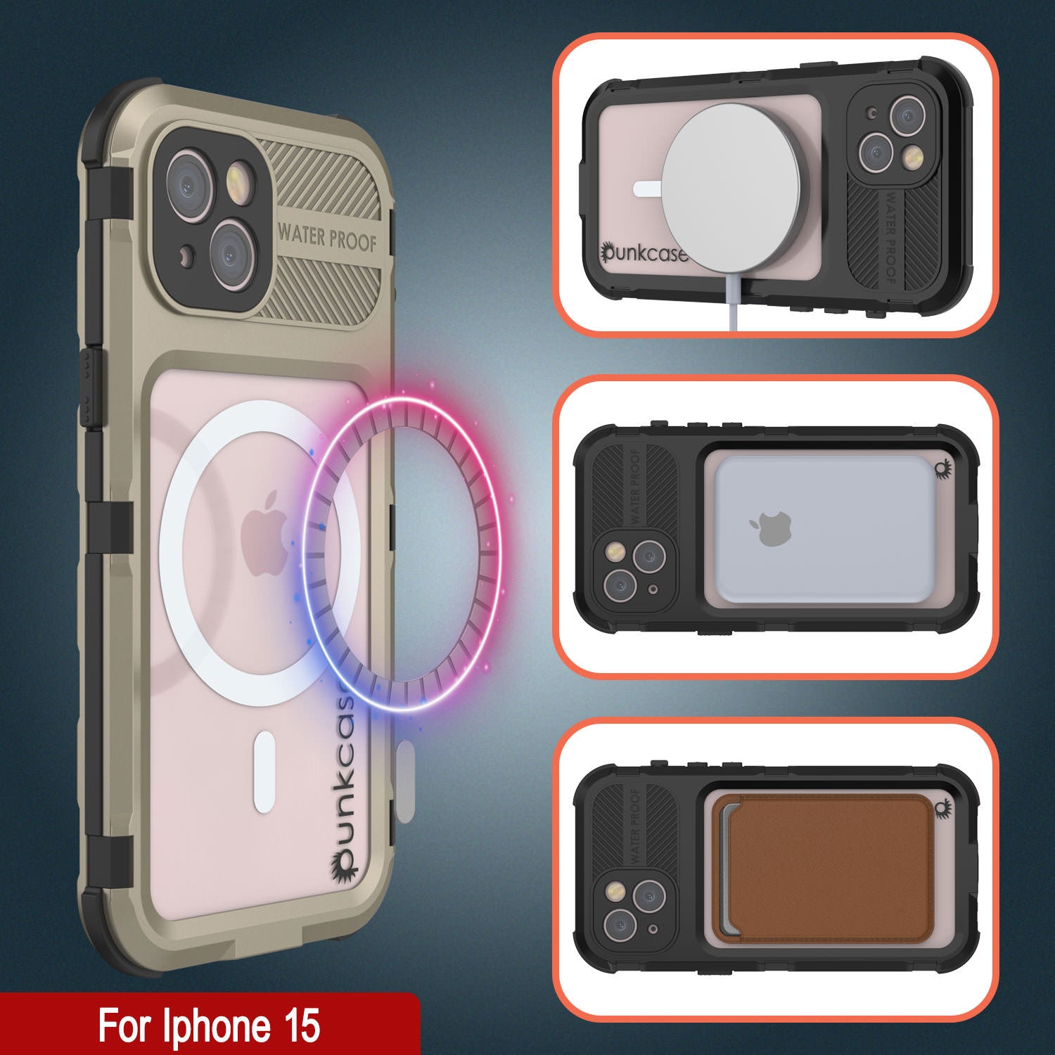 iPhone 16 Metal Extreme 2.0 Series Aluminum Waterproof Case IP68 W/Buillt in Screen Protector [Gold]