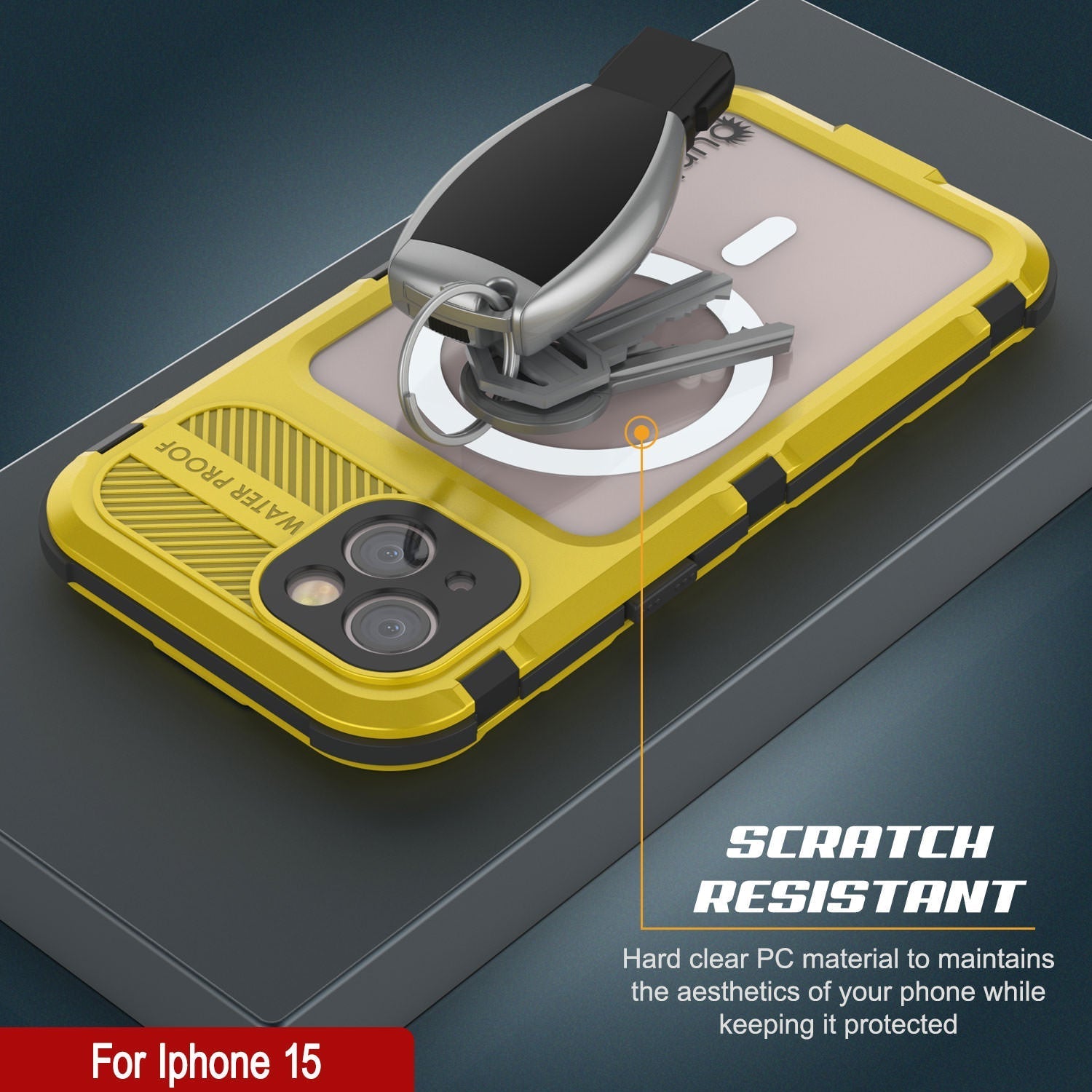 iPhone 16 Metal Extreme 2.0 Series Aluminum Waterproof Case IP68 W/Buillt in Screen Protector [Yellow]