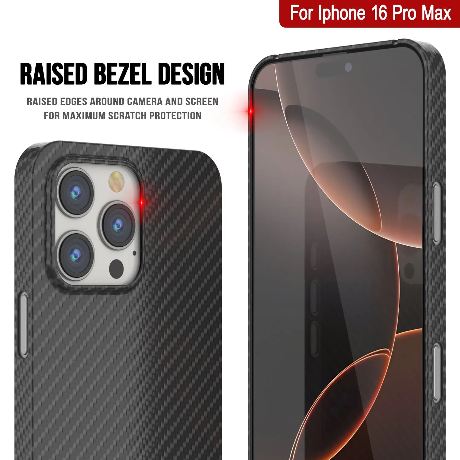 Punkcase iPhone 16 Pro Max Carbon Fiber Case [AramidShield Series] Ultra Slim & Light Kevlar [Black]