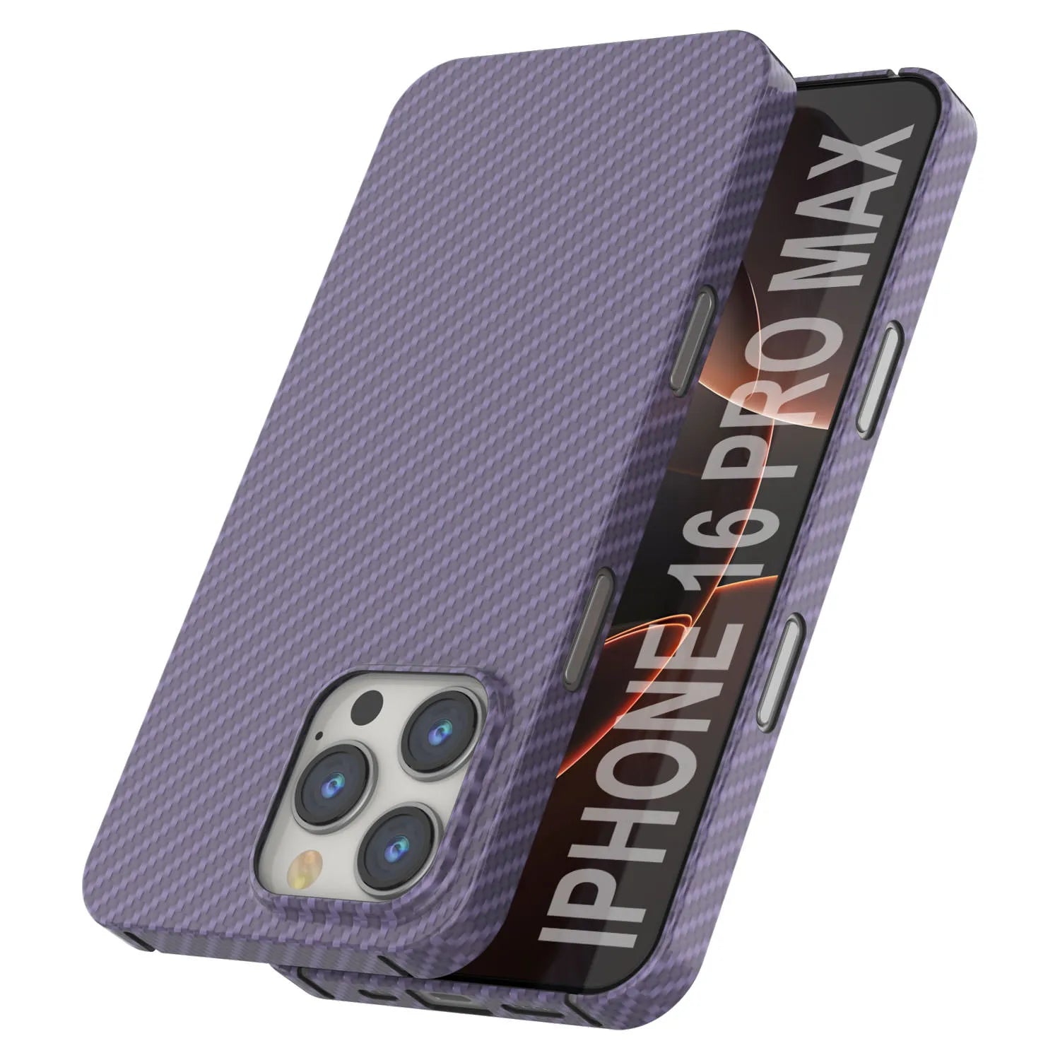 Punkcase iPhone 16 Pro Max Carbon Fiber Case [AramidShield Series] Ultra Slim & Light Kevlar [Lilac]