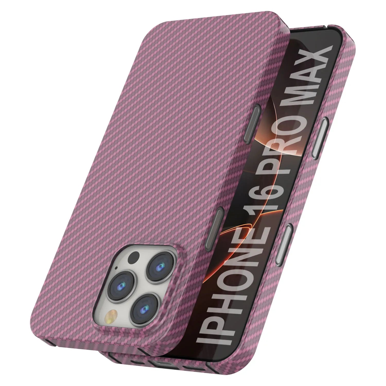 Punkcase iPhone 16 Pro Max Carbon Fiber Case [AramidShield Series] Ultra Slim & Light Kevlar [Pink]