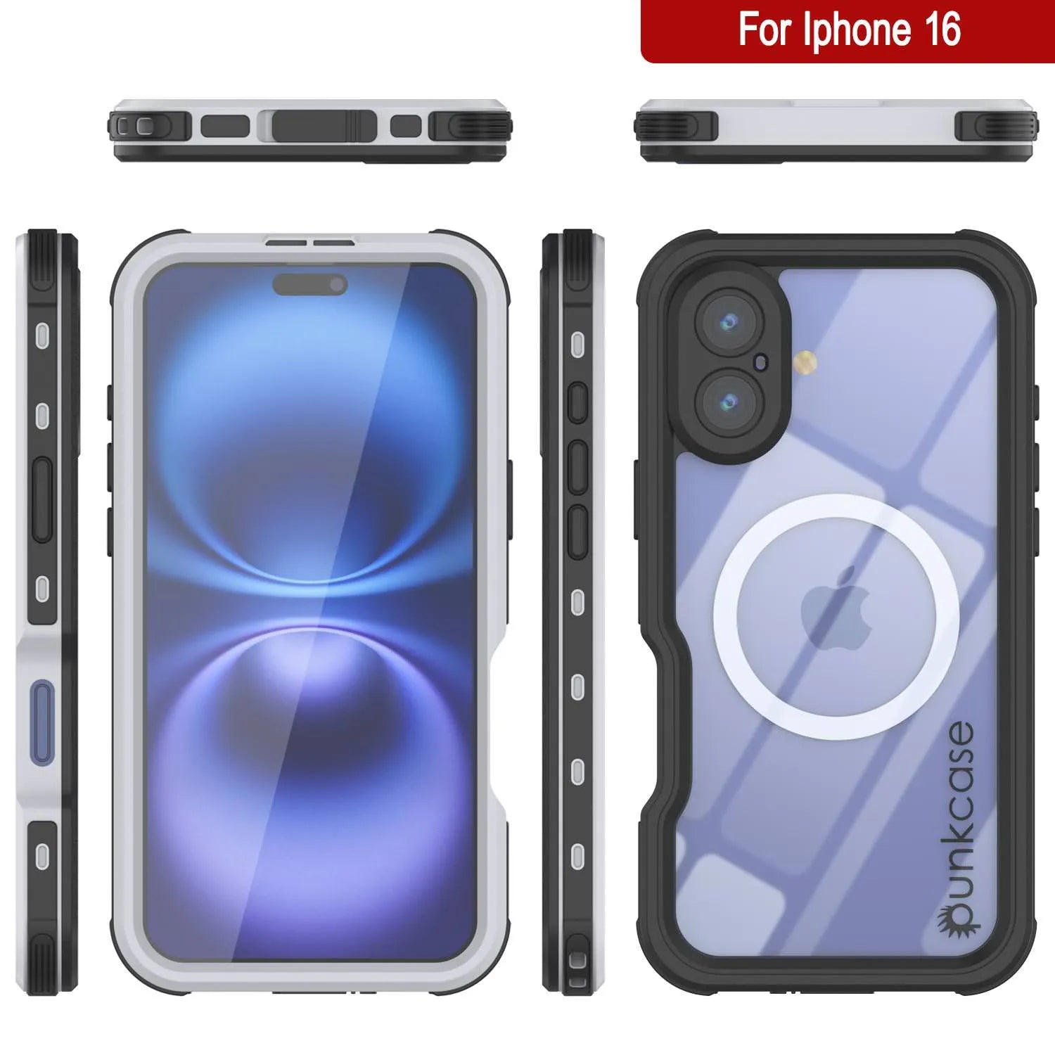 iPhone 16 Waterproof IP68 Case, Punkcase [White] [StudStar Series] [Slim Fit] [Dirtproof]