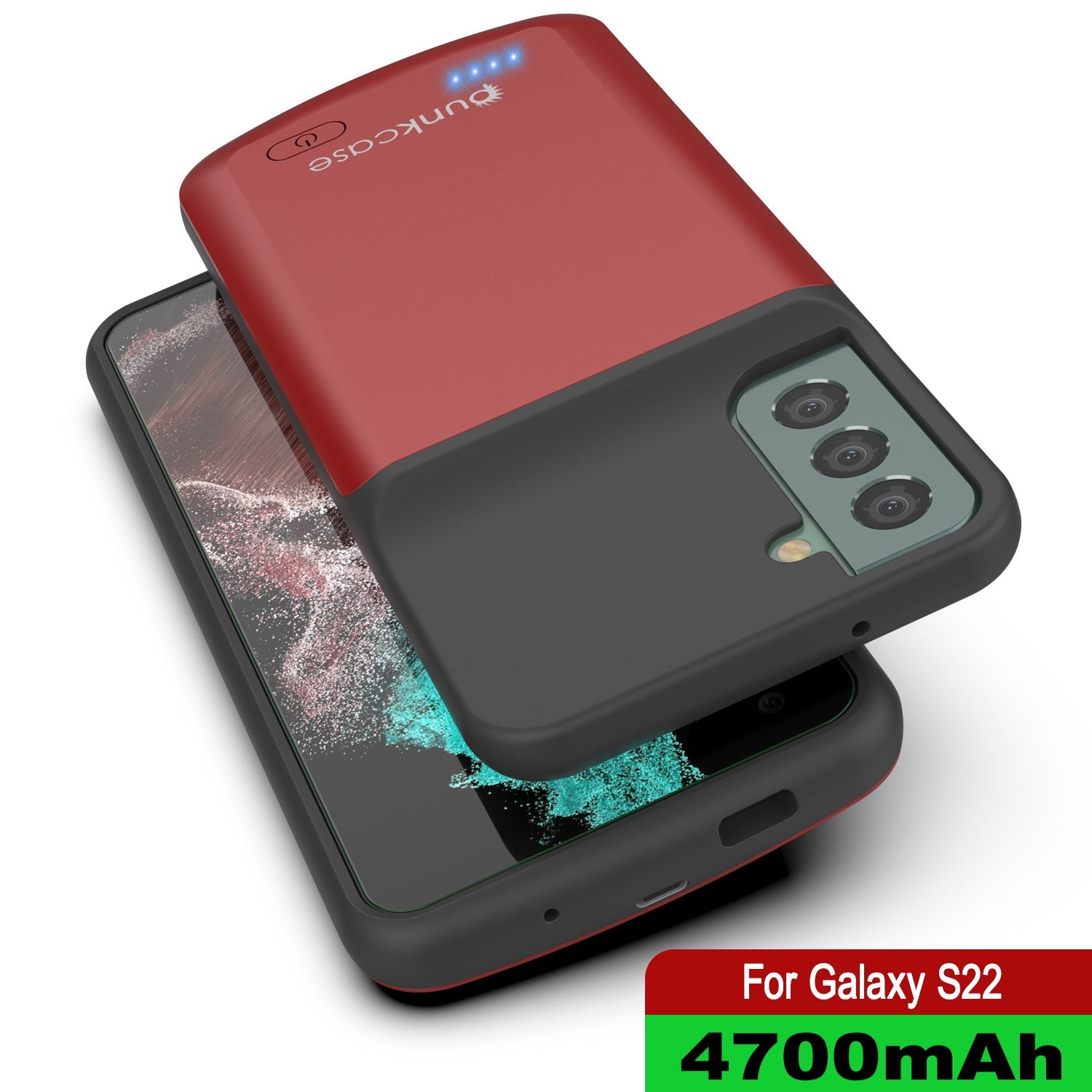 PunkJuice S22 Battery Case Red - Portable Charging Power Juice Bank with 4700mAh