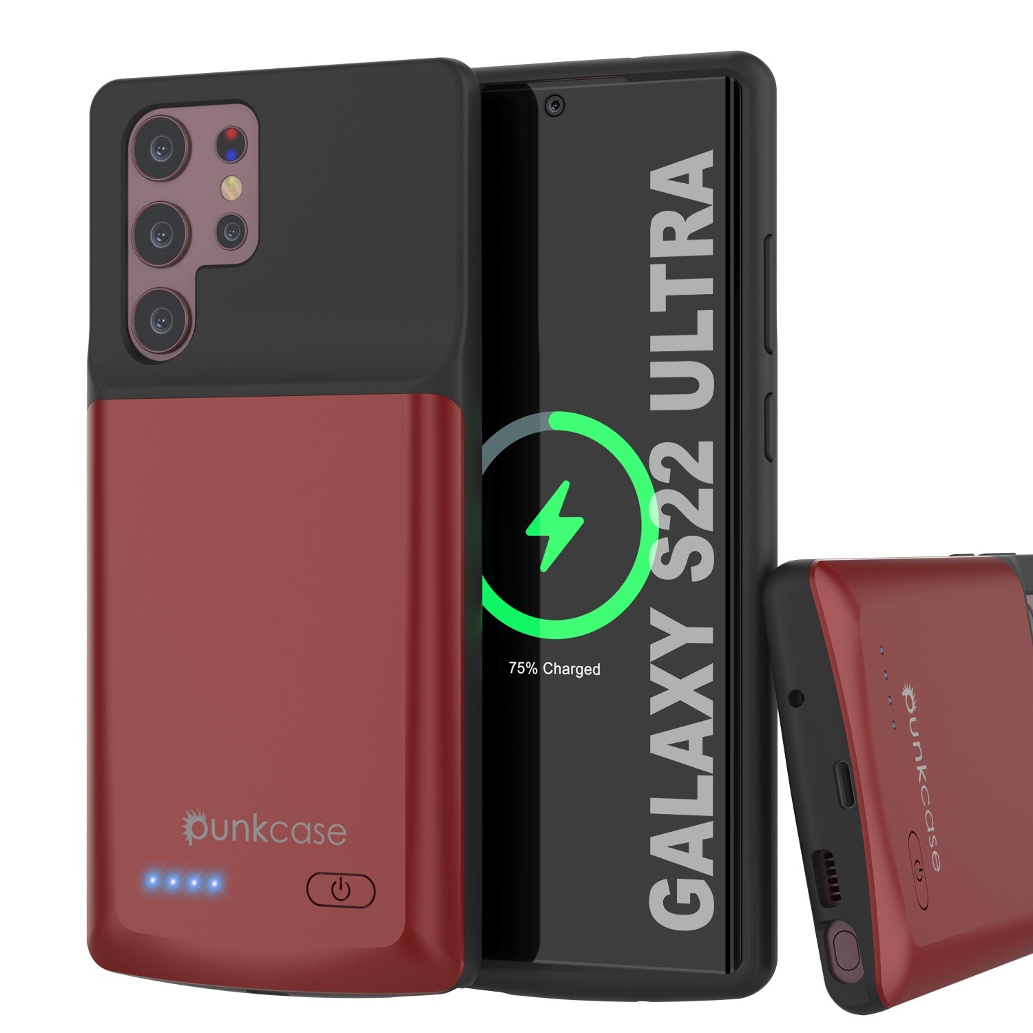 PunkJuice S22 Ultra Battery Case Red - Portable Charging Power Juice Bank with 4800mAh