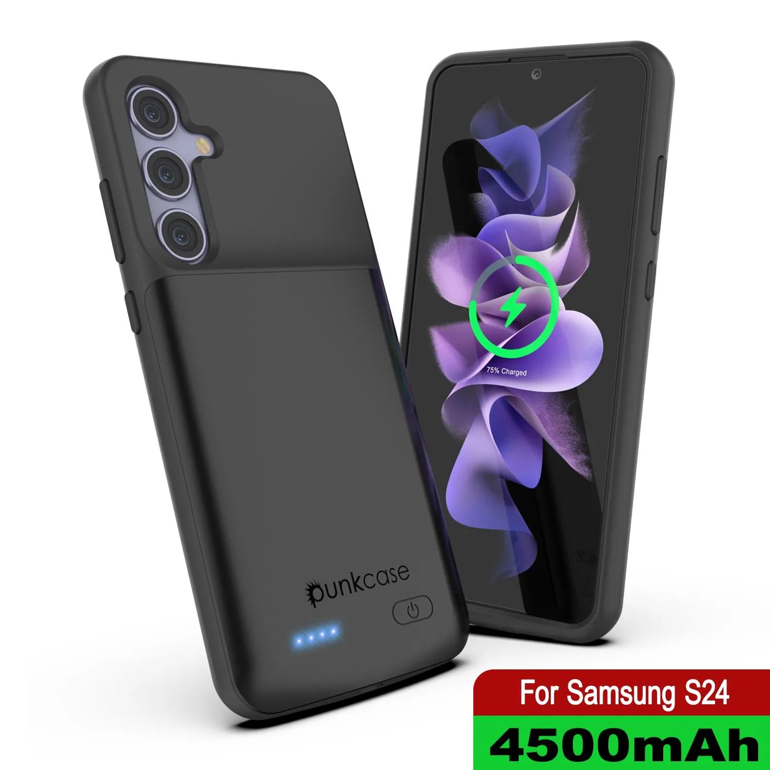 PunkJuice S24 Battery Case Black - Portable Charging Power Juice Bank with 4500mAh