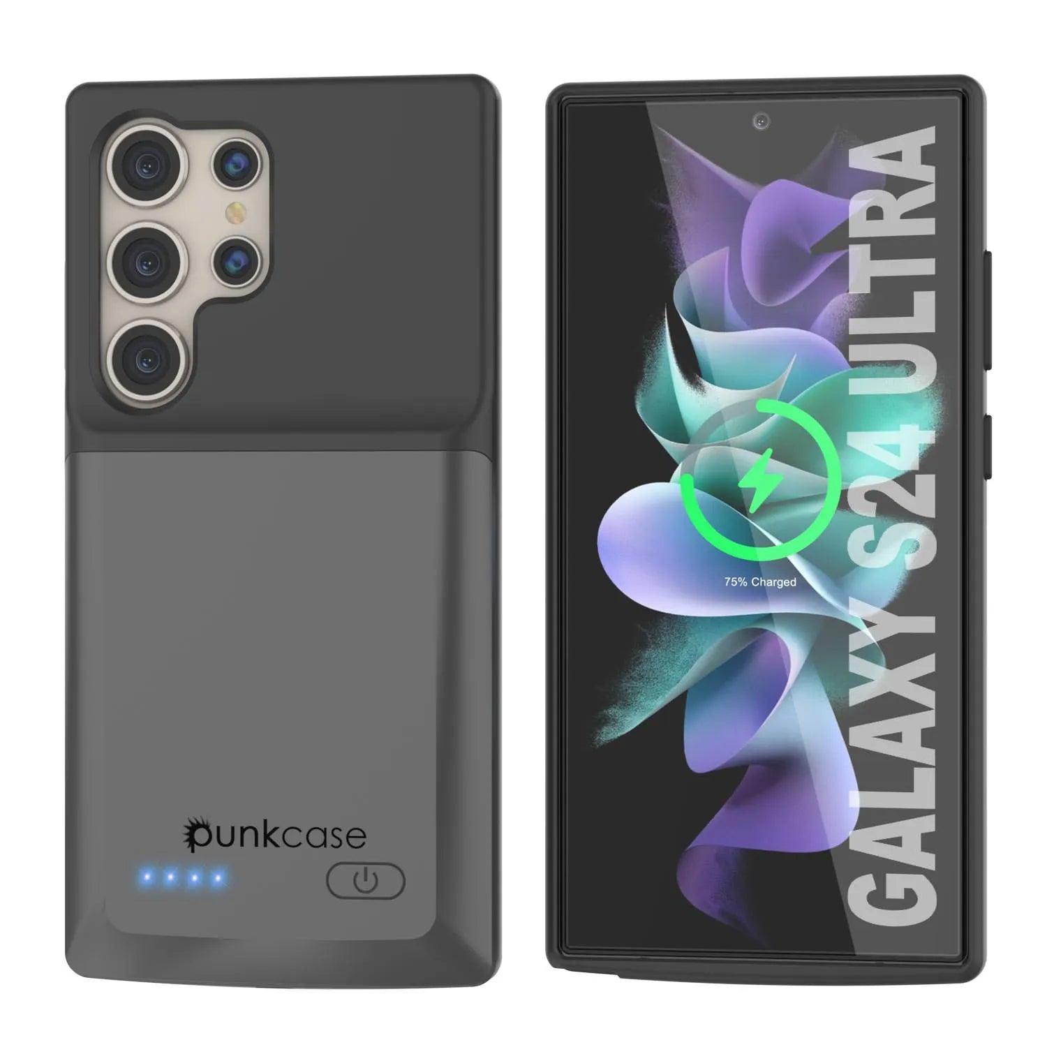 PunkJuice S24 Ultra Battery Case Grey - Portable Charging Power Juice Bank with 4500mAh