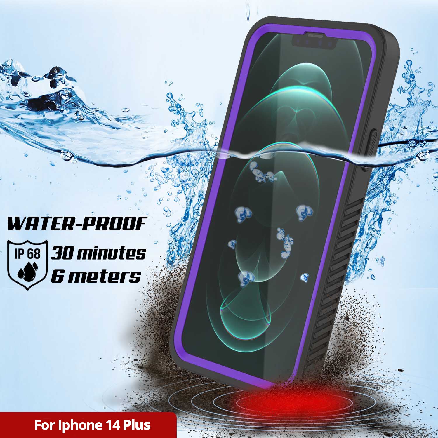 iPhone 14 Plus Waterproof Case, Punkcase [Extreme Series] Armor Cover W/ Built In Screen Protector [Purple]