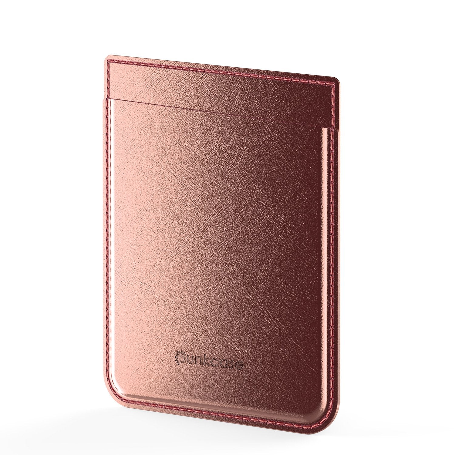 PunkCase CardStud Deluxe Stick On Wallet | Adhesive Card Holder Attachment for Back of iPhone, Android & More | Leather Pouch | [RoseGold]