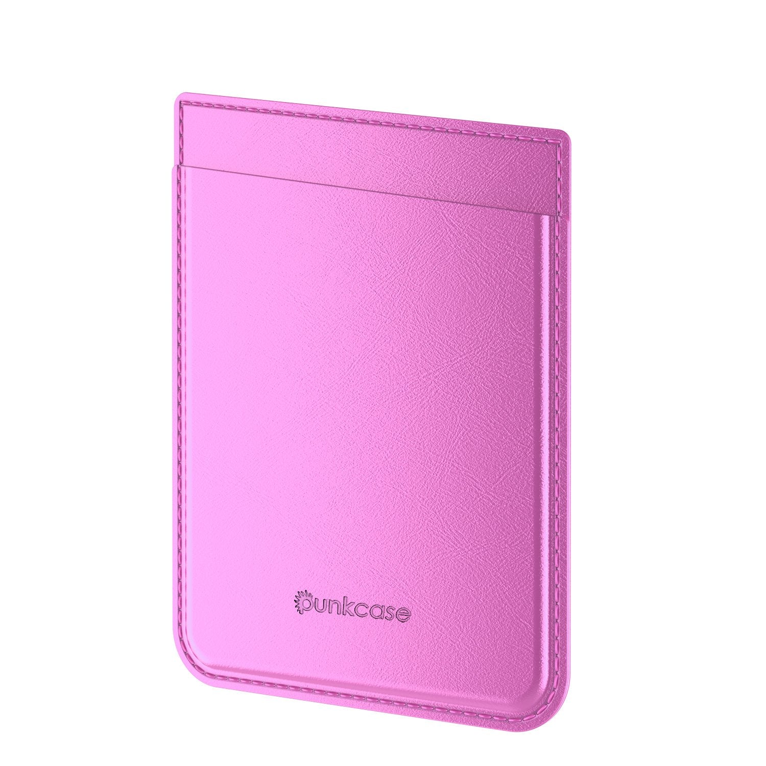 PunkCase CardStud Deluxe Stick On Wallet | Adhesive Card Holder Attachment for Back of iPhone, Android & More | Leather Pouch | [Pink]