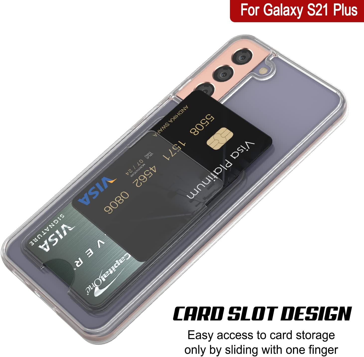 Galaxy S24 Plus Card Holder Case [Crystal CardSlot Series] [Slim Fit] [Grey]