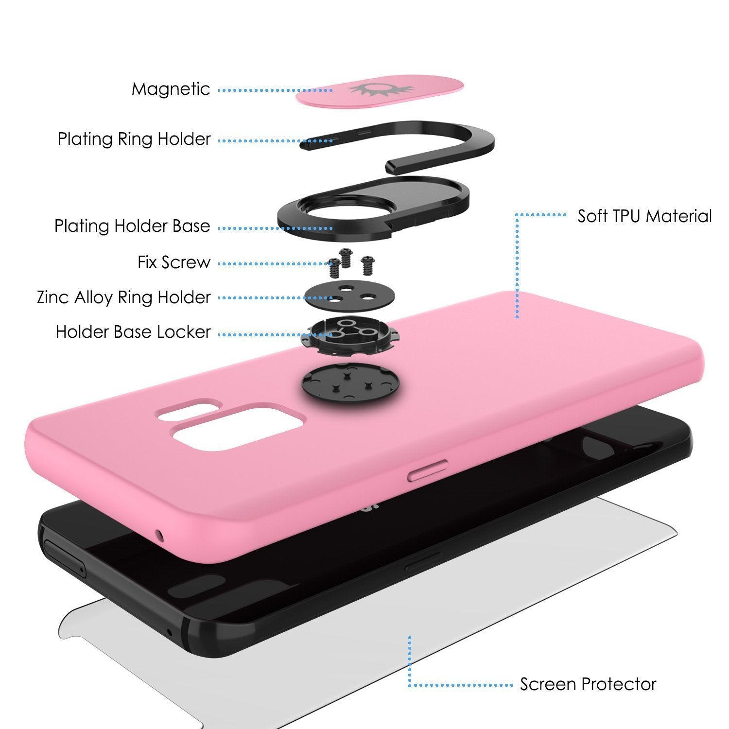 Galaxy S10e Case, Punkcase Magnetix Protective TPU Cover W/ Kickstand, Sceen Protector[Pink]