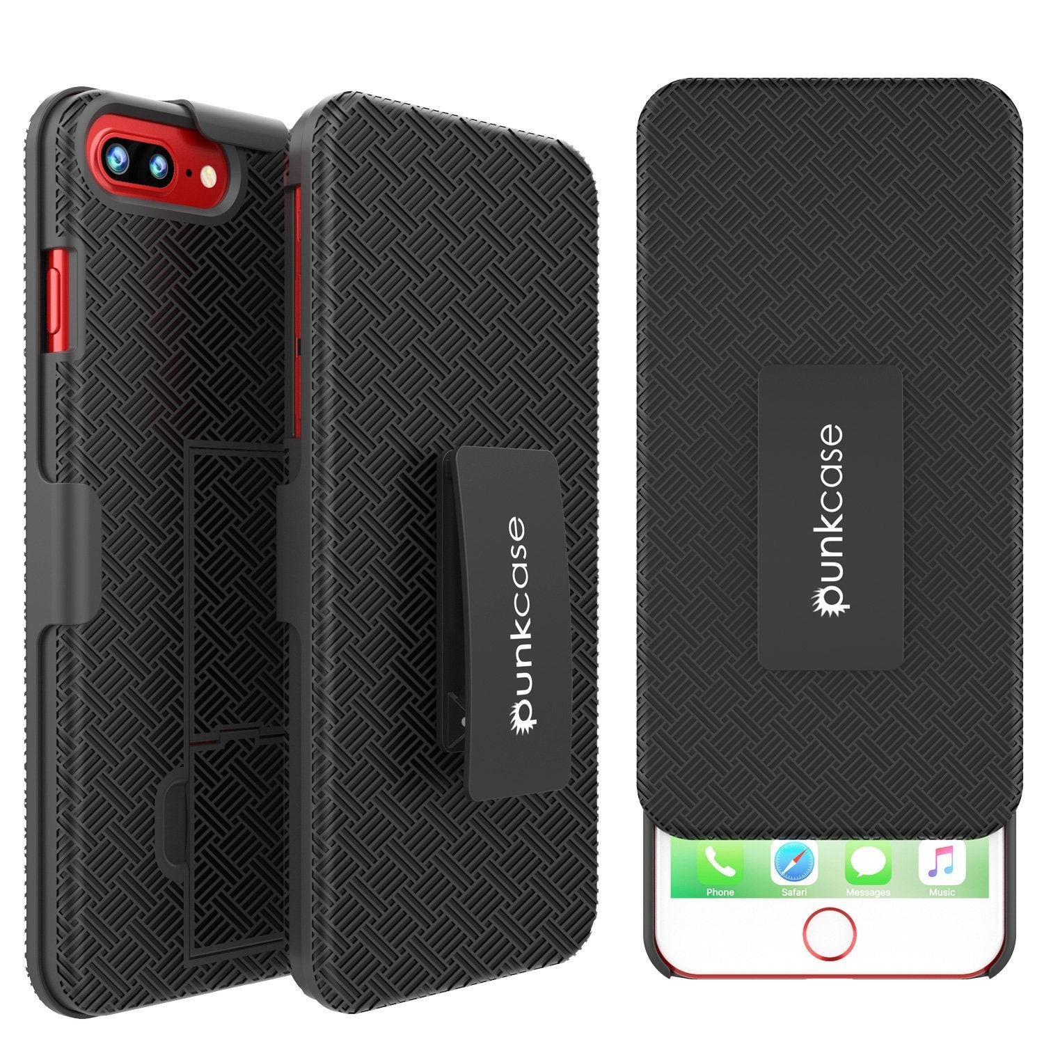 Punkcase iPhone 8 / 7 Plus Case, Holster Belt Clip & Built-In Kickstand, Black