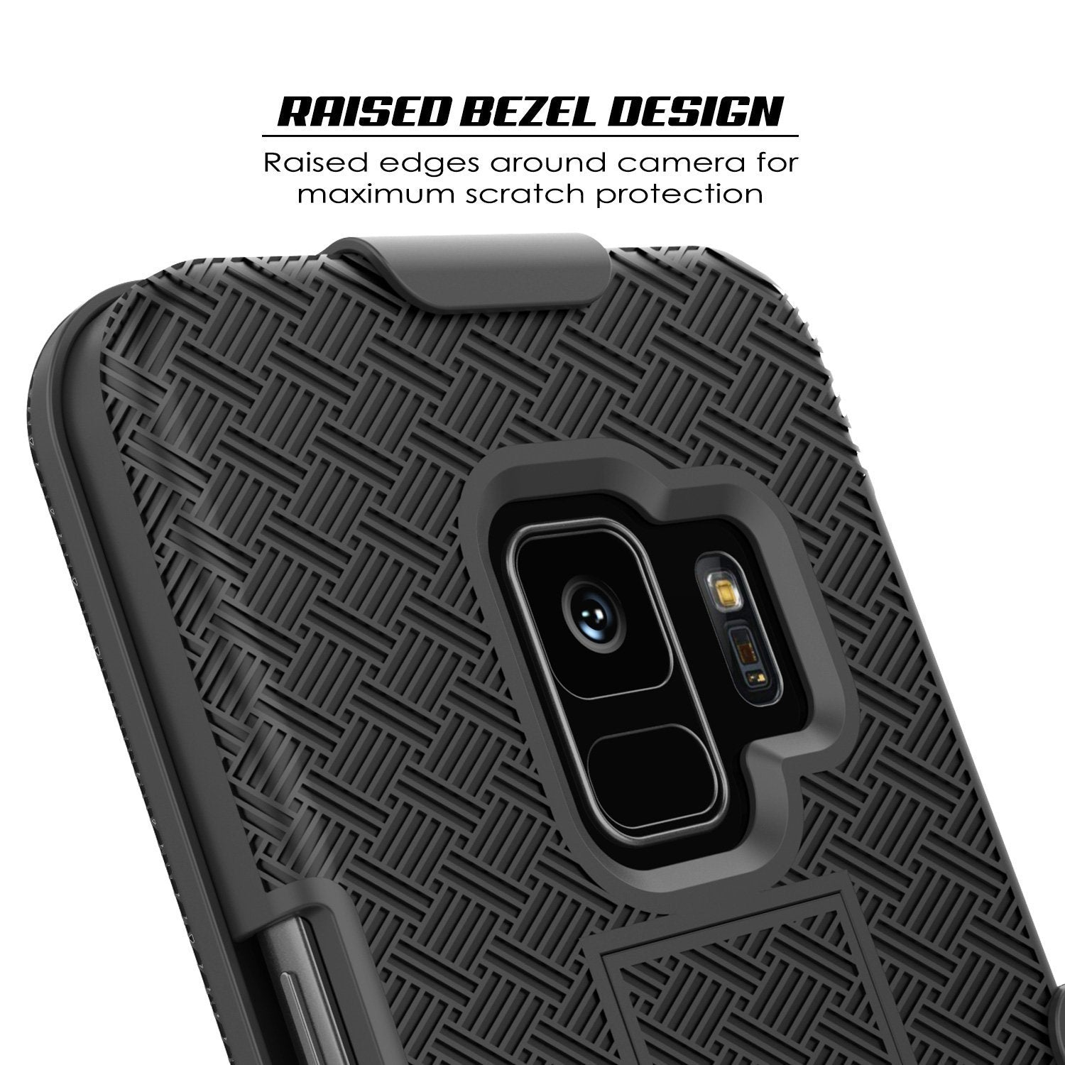 Punkcase Galaxy S9 Case, Holster Belt Clip & Built-In Kickstand, Black