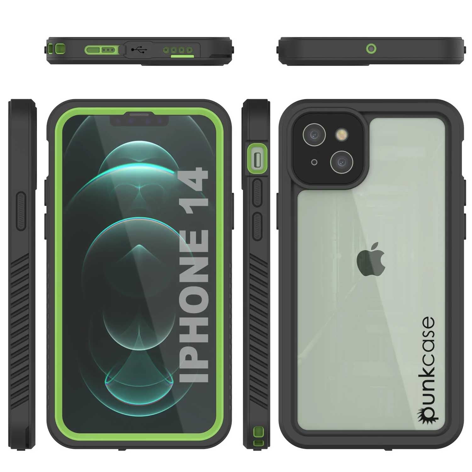 iPhone 14  Waterproof Case, Punkcase [Extreme Series] Armor Cover W/ Built In Screen Protector [Light Green]