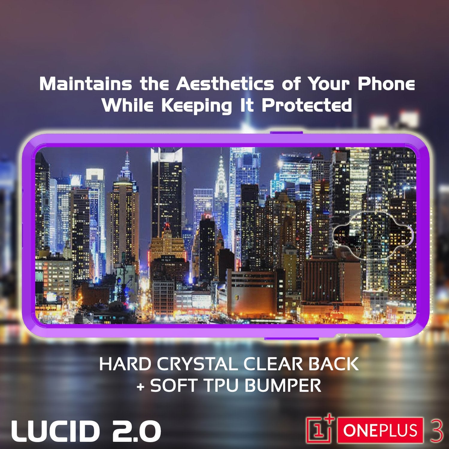 OnePlus 3 Case Punkcase® LUCID 2.0 Purple Series w/ SHIELD GLASS Lifetime Warranty Exchange