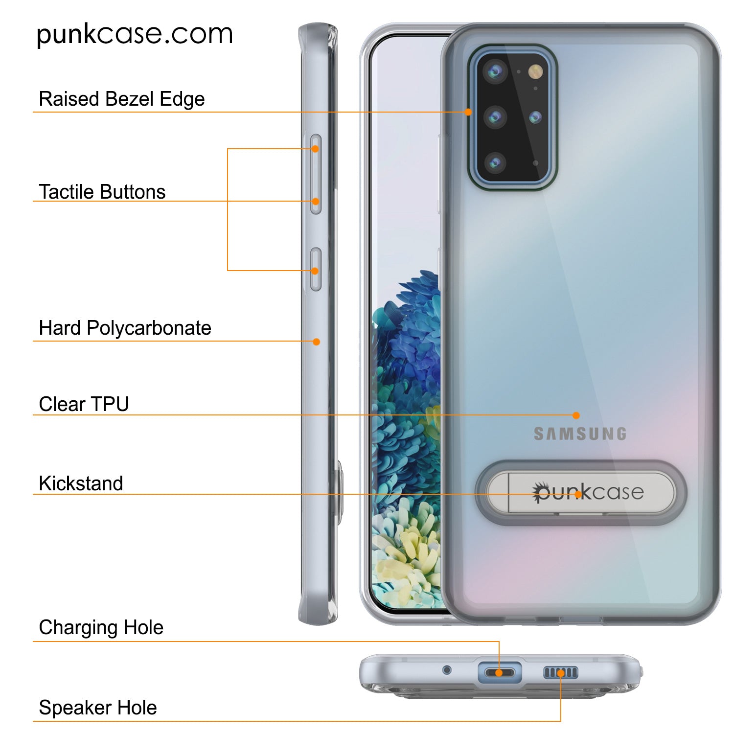 Galaxy S20+ Plus Case, PUNKcase [LUCID 3.0 Series] [Slim Fit] Armor Cover w/ Integrated Screen Protector [Silver]