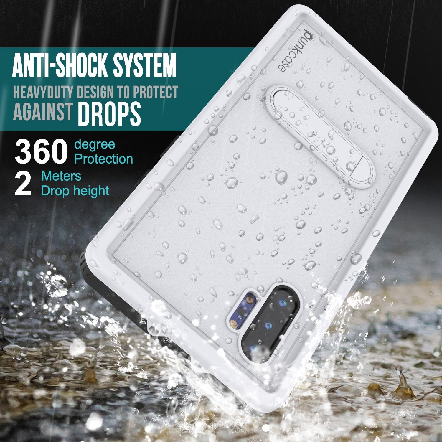 PunkCase Galaxy Note 10+ Plus Waterproof Case, [KickStud Series] Armor Cover [White]