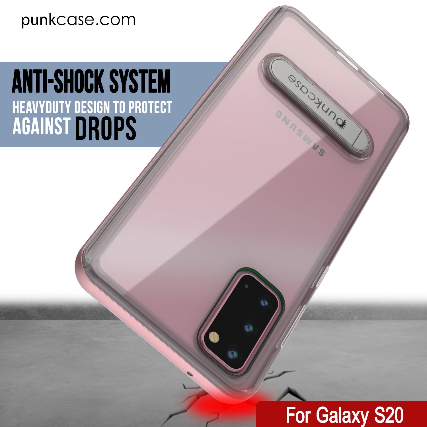 Galaxy S20 Case, PUNKcase [LUCID 3.0 Series] [Slim Fit] Armor Cover w/ Integrated Screen Protector [Rose Gold]