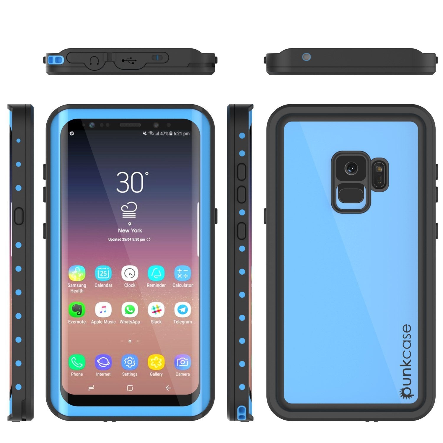 Galaxy S10e Waterproof Case PunkCase StudStar Light Blue Thin 6.6ft Underwater IP68 ShockProof