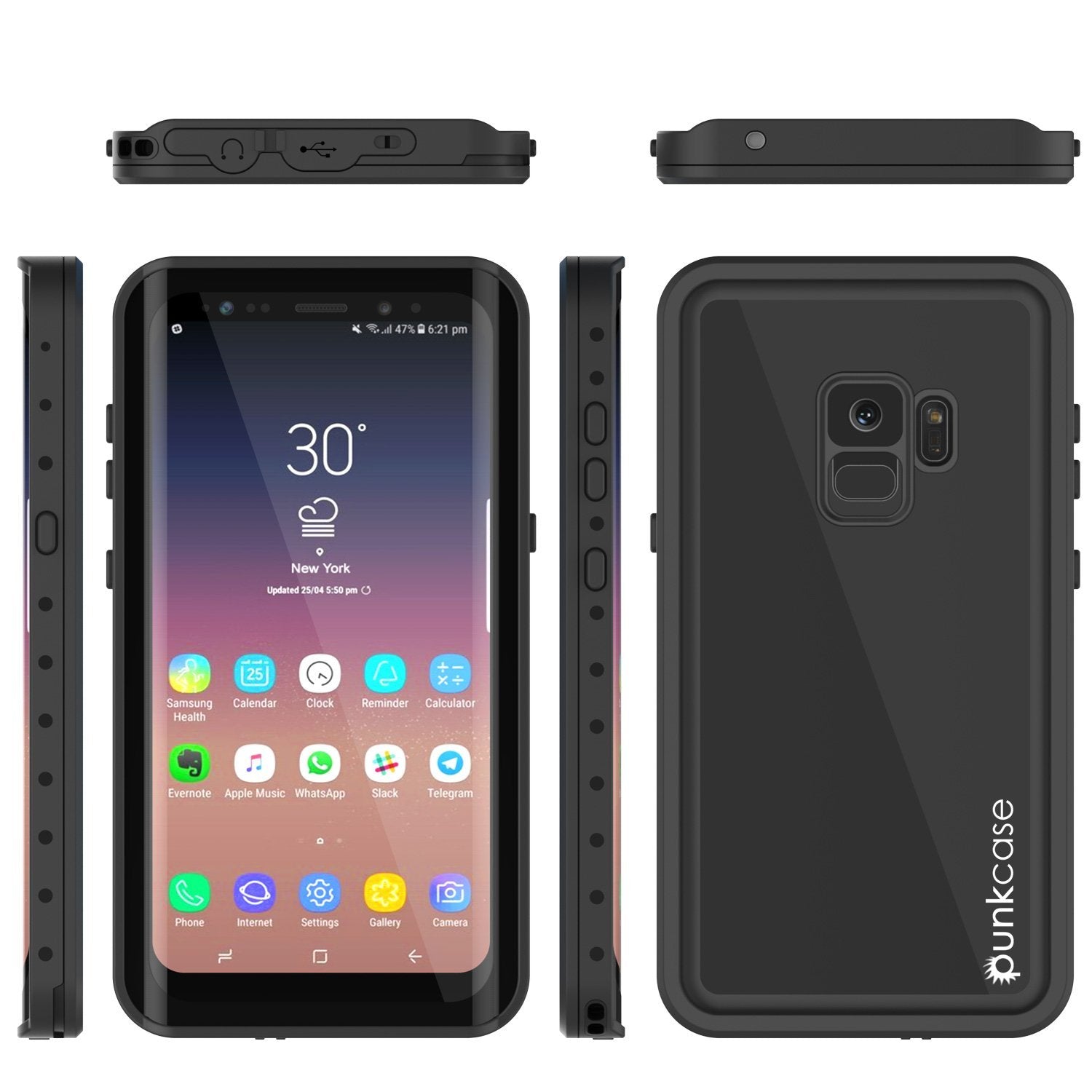 Galaxy S10e Waterproof Case PunkCase StudStar Black Thin 6.6ft Underwater IP68 Shock/Snow Proof