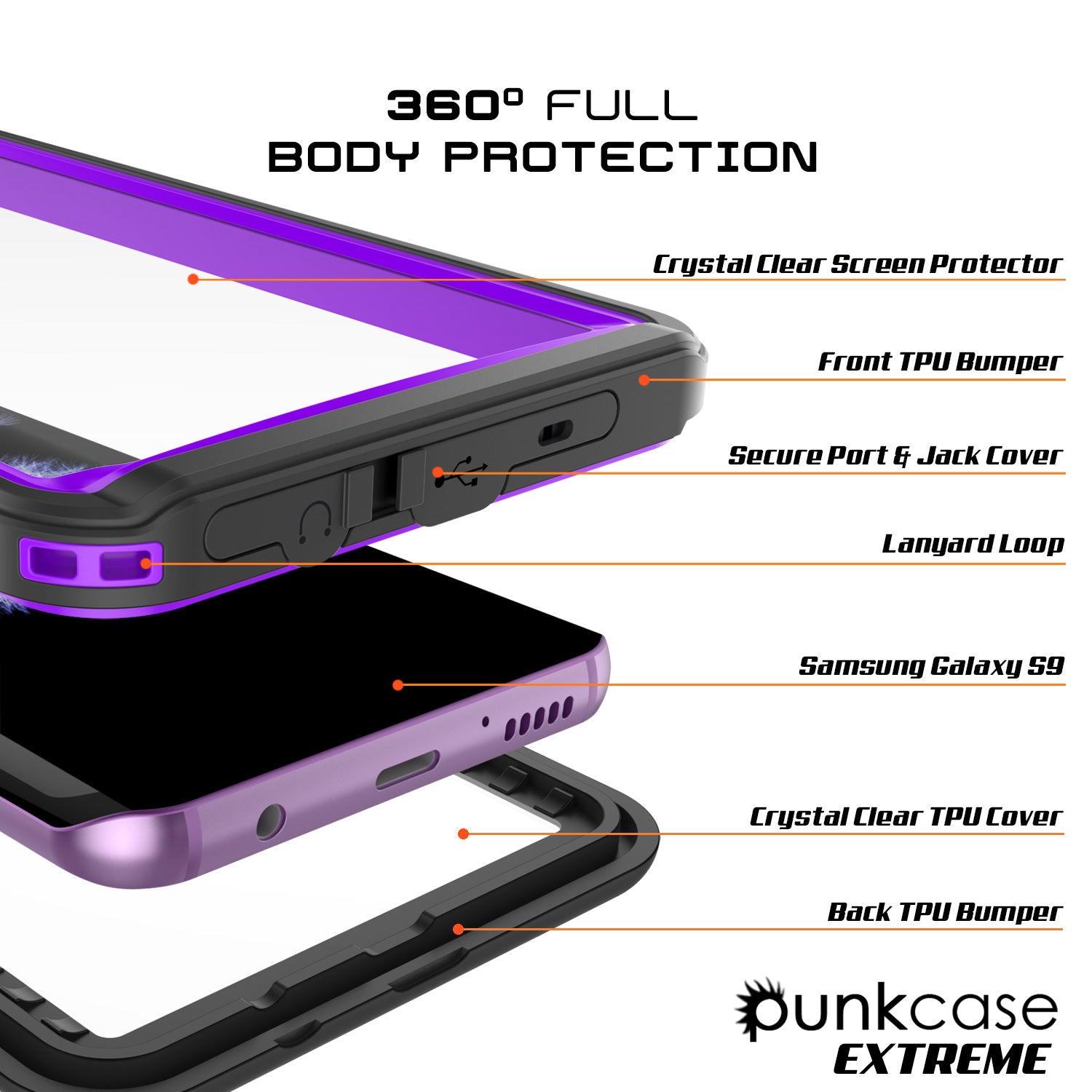 Galaxy S9 Plus Punkcase Extreme Armor Case Series [Purple]