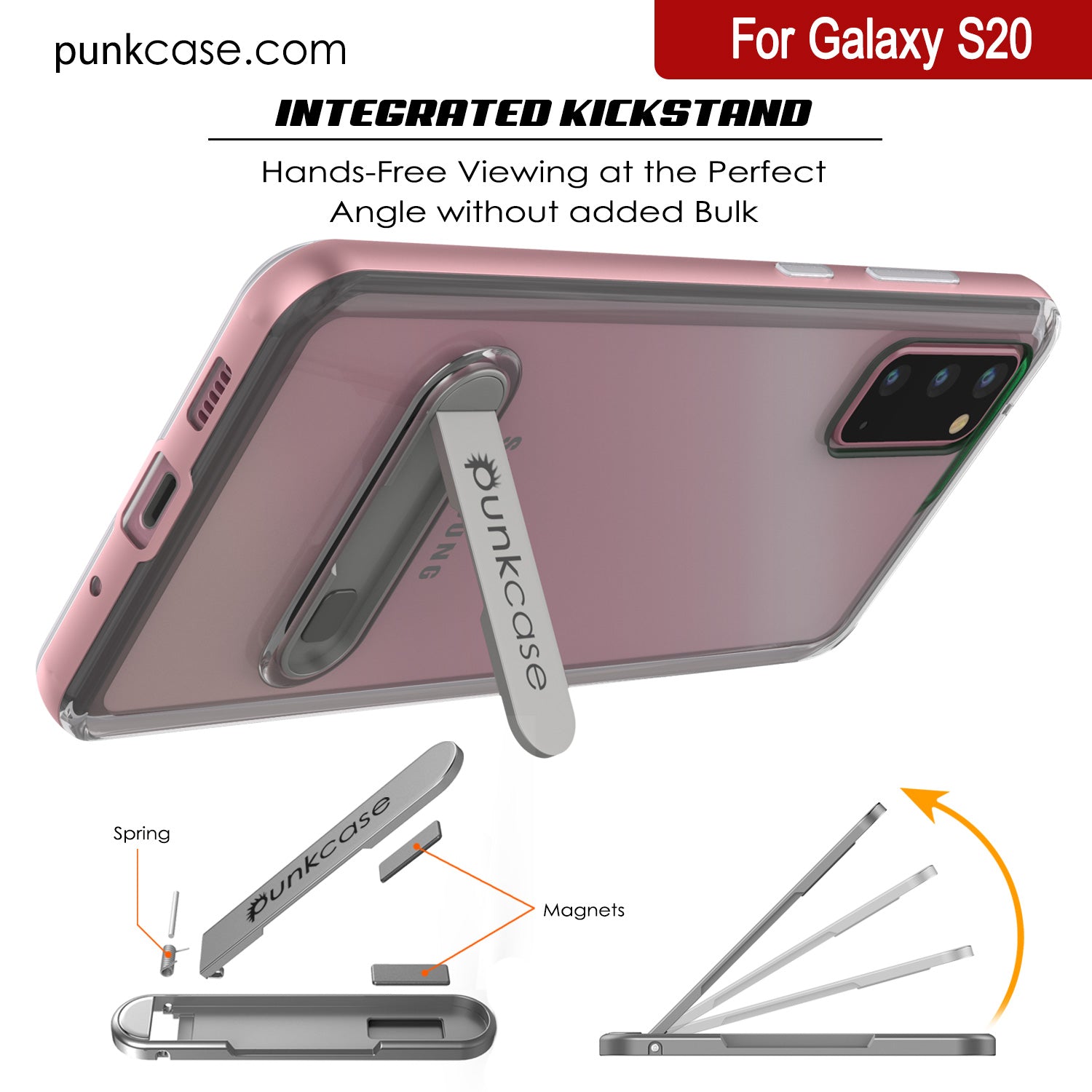 Galaxy S20 Case, PUNKcase [LUCID 3.0 Series] [Slim Fit] Armor Cover w/ Integrated Screen Protector [Rose Gold]