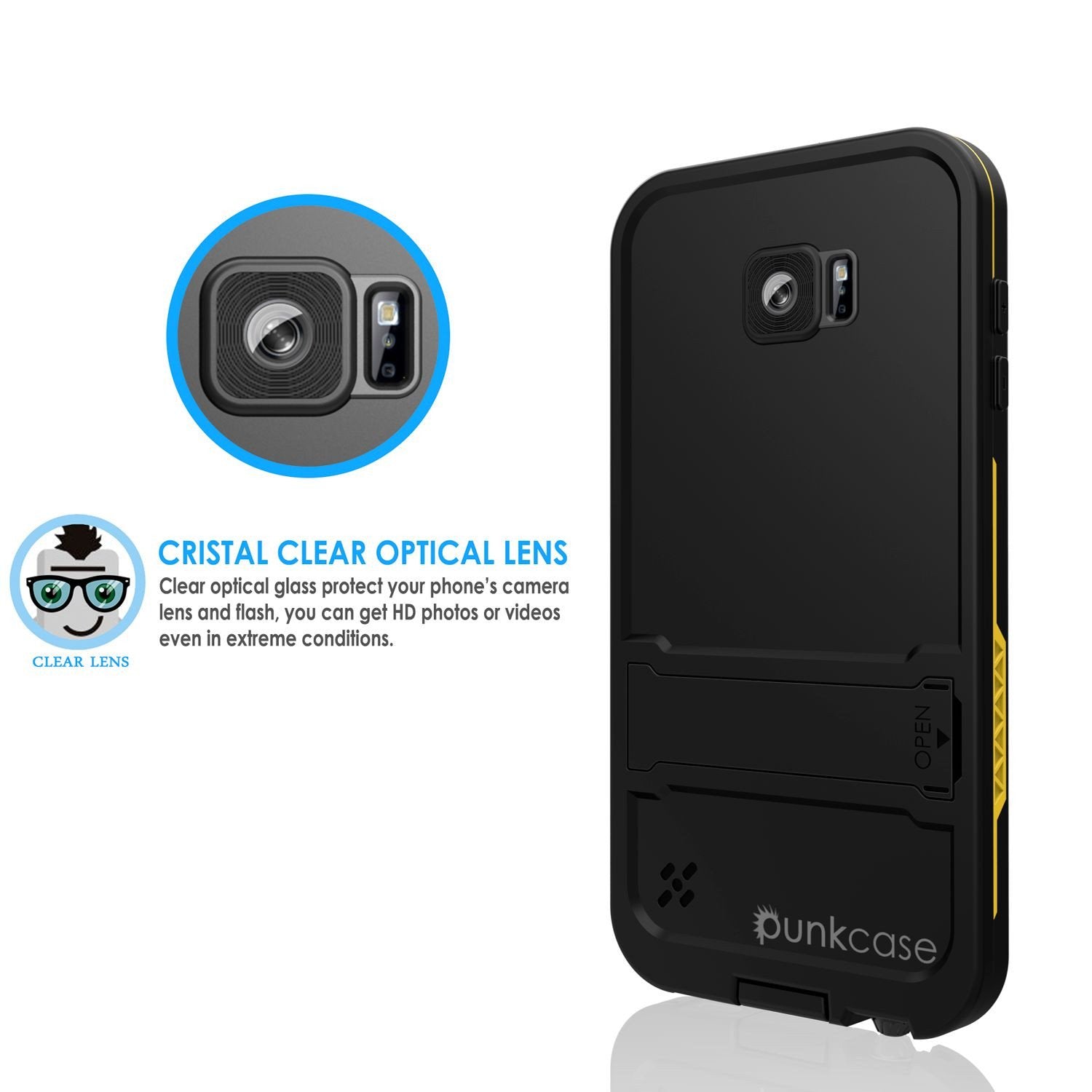 Galaxy S6 Waterproof Case Punkcase SpikeStar Yellow Water/Shock/Dirt/Snow Proof | Lifetime Warranty