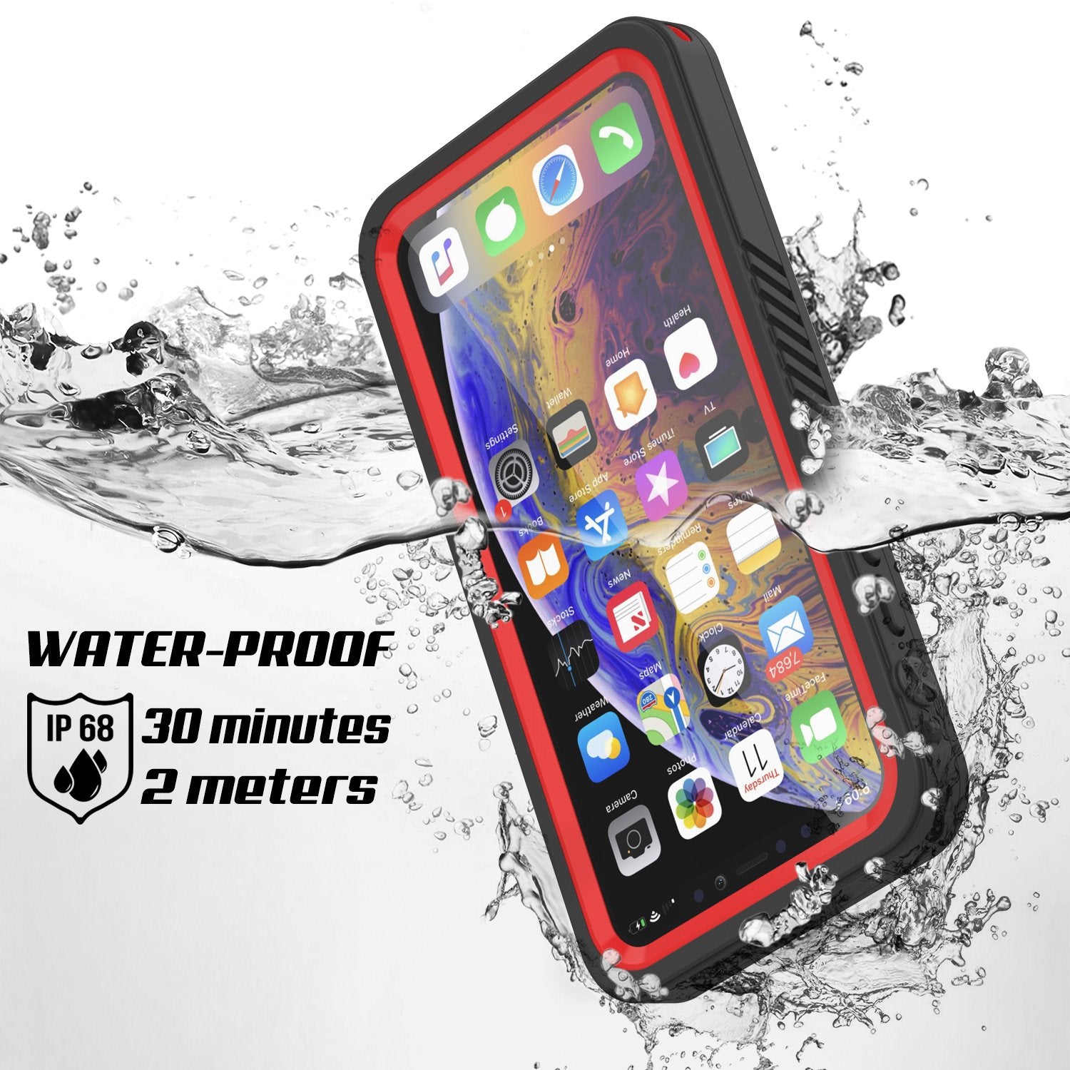 iPhone 11 Waterproof Case, Punkcase [Extreme Series] Armor Cover W/ Built In Screen Protector [Red]