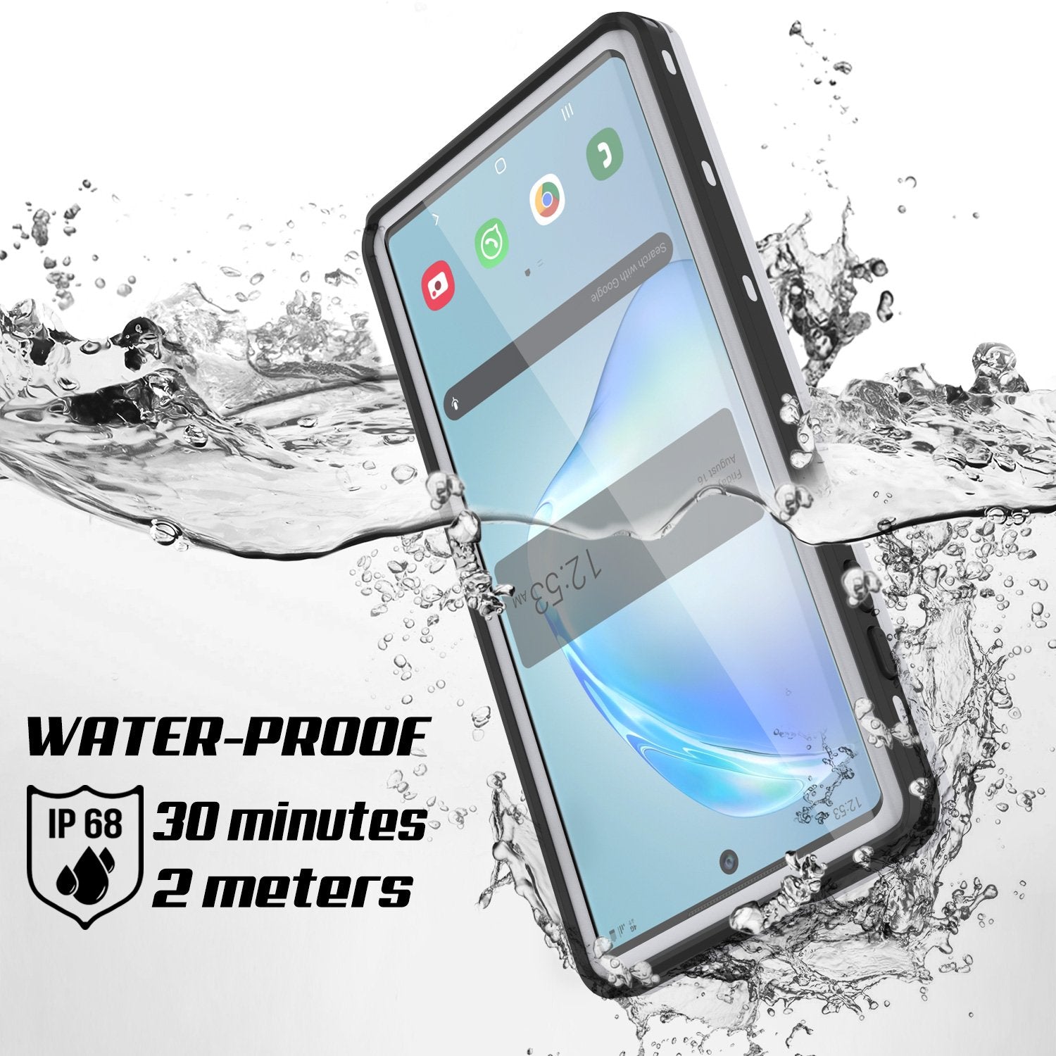 PunkCase Galaxy Note 10+ Plus Waterproof Case, [KickStud Series] Armor Cover [White]