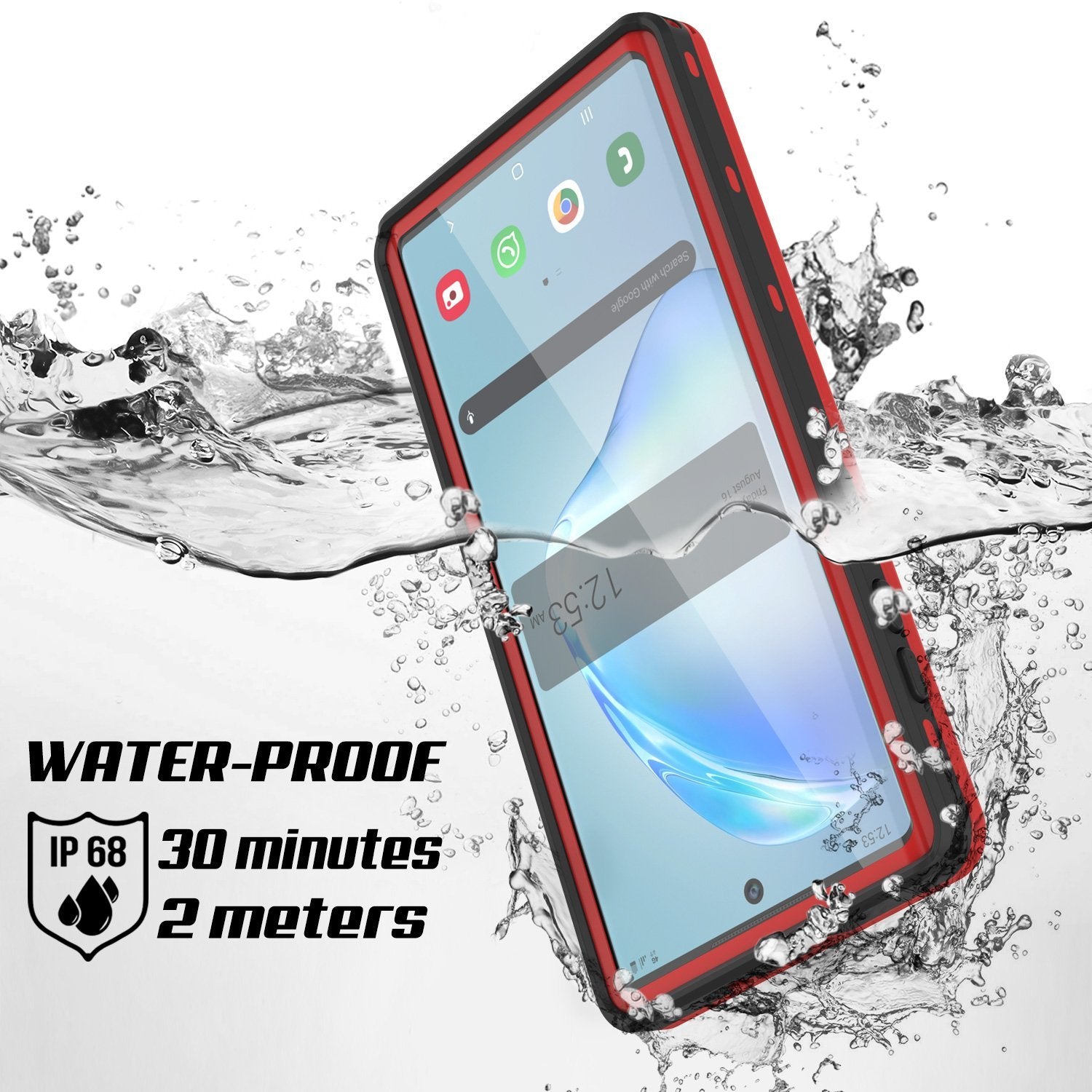 PunkCase Galaxy Note 10 Waterproof Case, [KickStud Series] Armor Cover [Red]