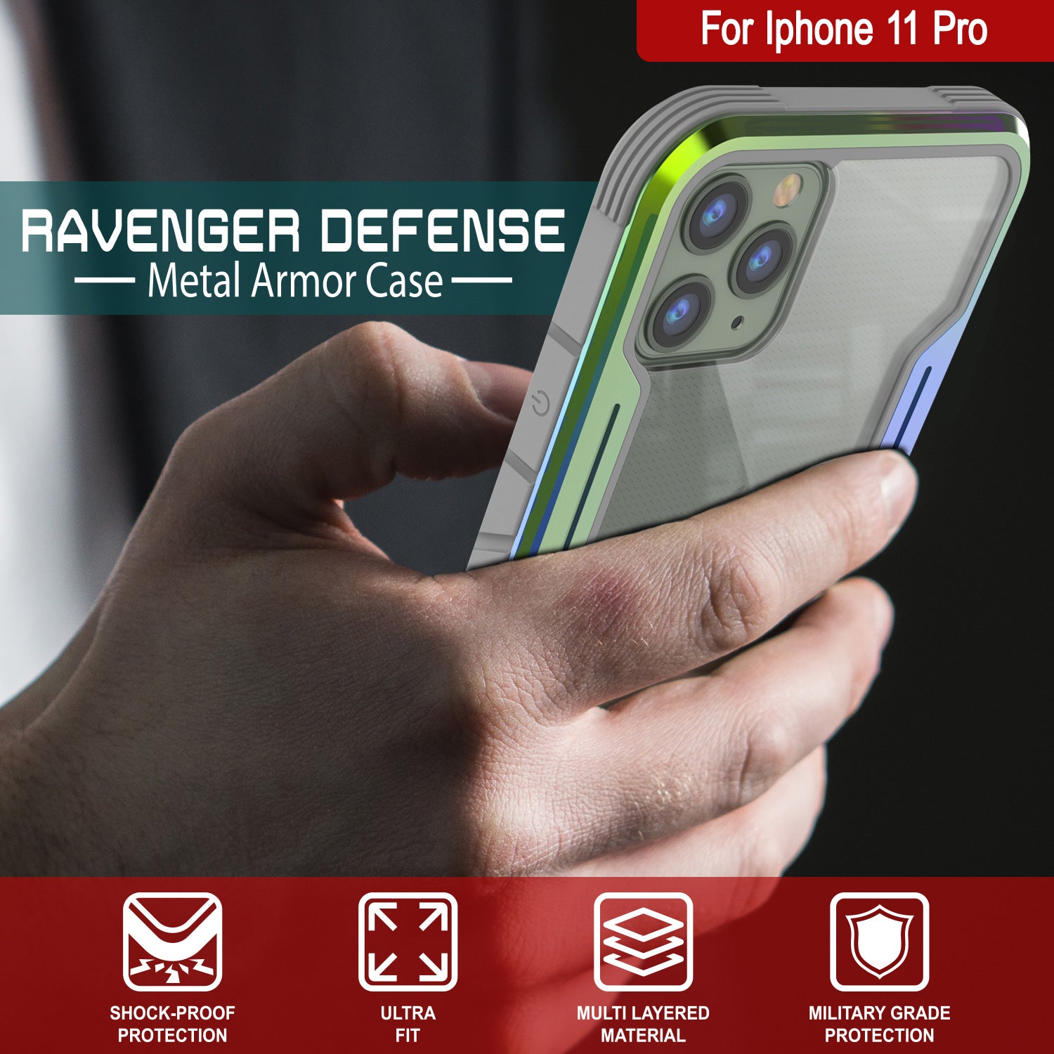 Punkcase iPhone 11 ravenger Case Protective Military Grade Multilayer Cover [Rainbow]