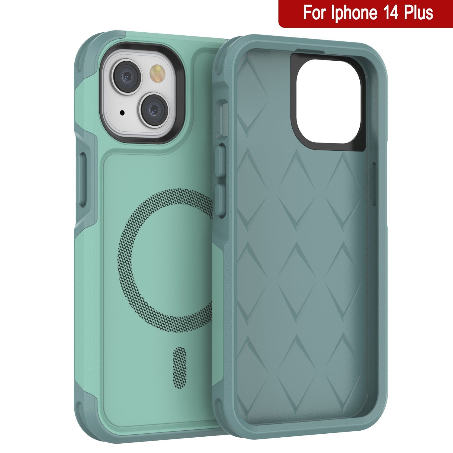 PunkCase iPhone 14 Plus Case, [Spartan 2.0 Series] Clear Rugged Heavy Duty Cover W/Built in Screen Protector [Teal]