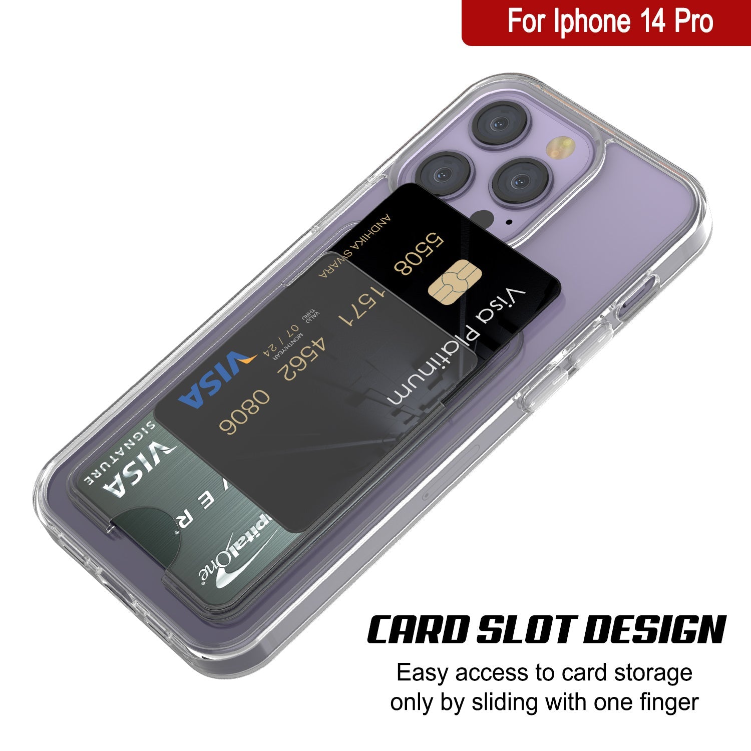 iPhone 14 Pro Card Holder Case [Crystal CardSlot Series] [Slim Fit]