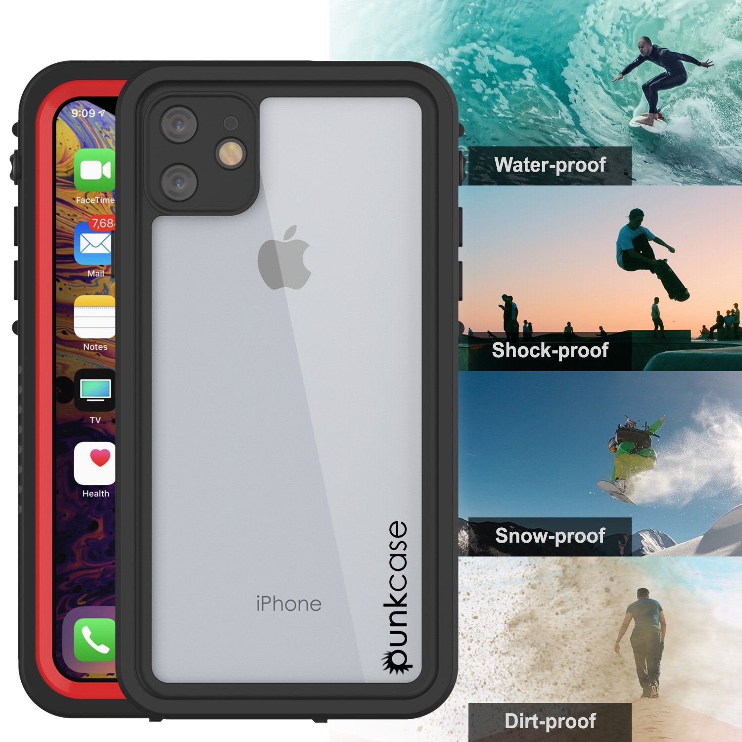 iPhone 11 Waterproof Case, Punkcase [Extreme Series] Armor Cover W/ Built In Screen Protector [Red]