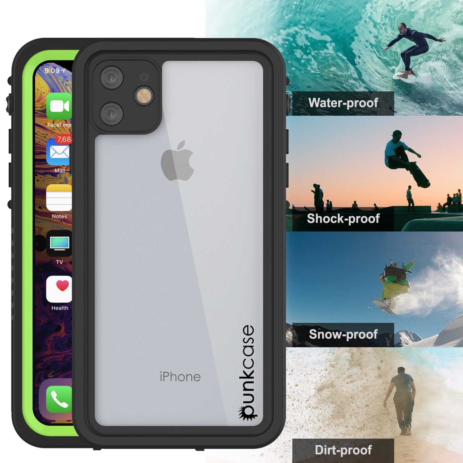 iPhone 11 Waterproof Case, Punkcase [Extreme Series] Armor Cover W/ Built In Screen Protector [Light Green]